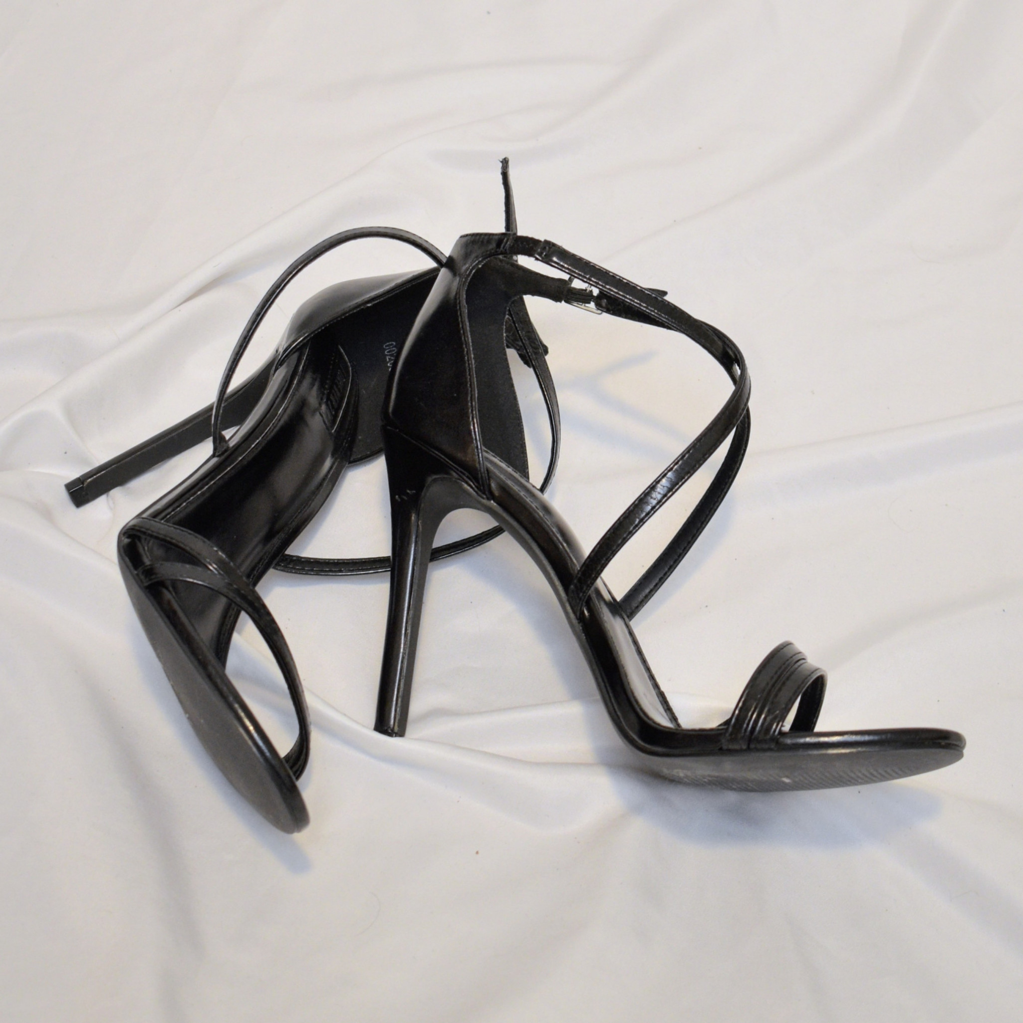 Black strappy sandal heels