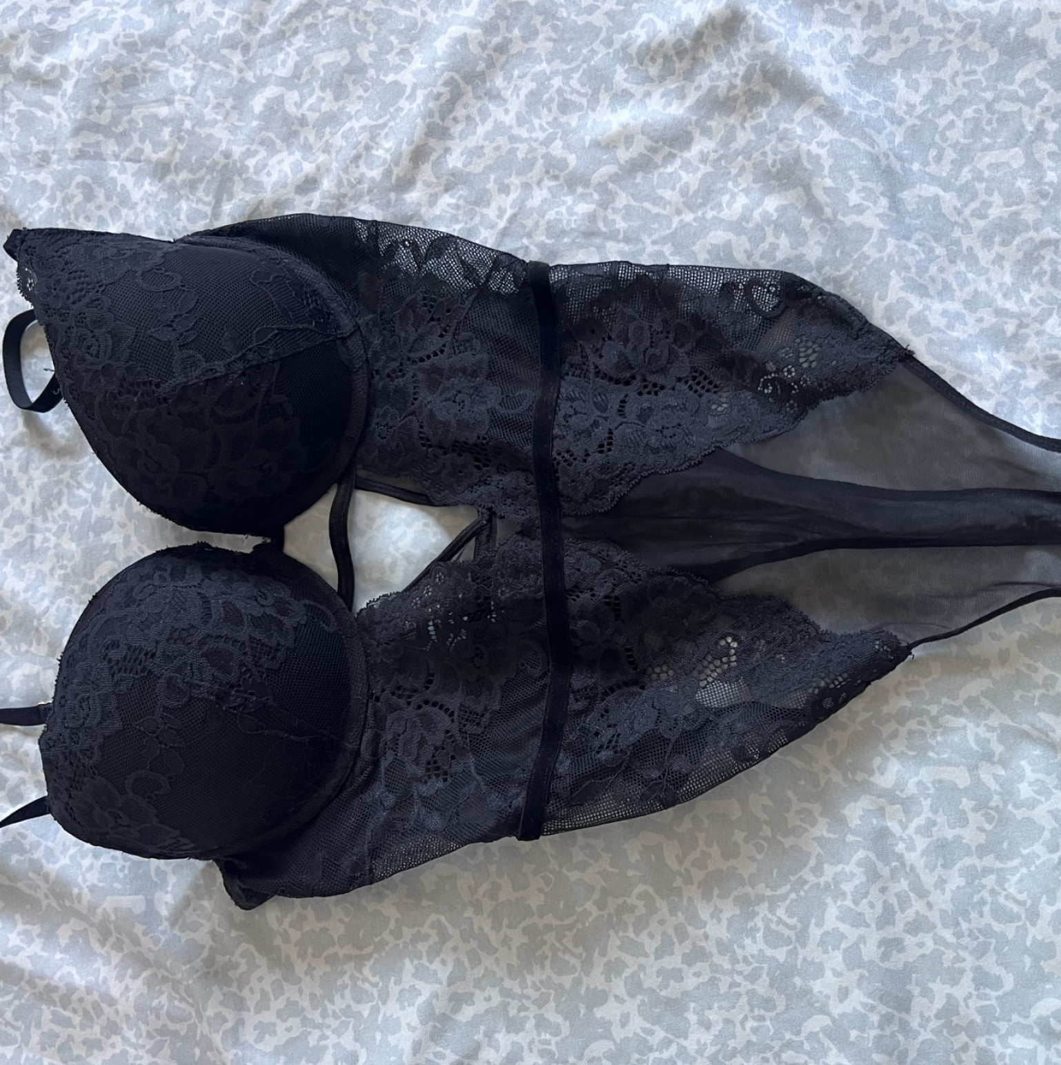 Used black lace and mesh outfit