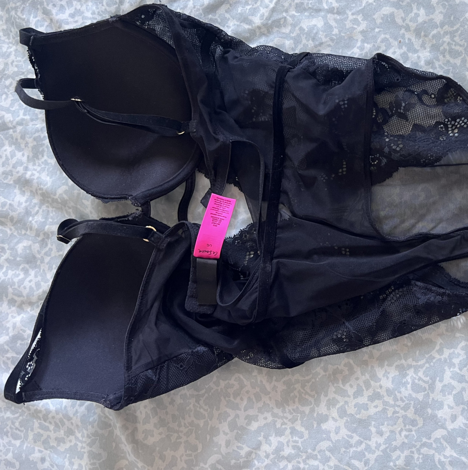 Used black lace and mesh outfit