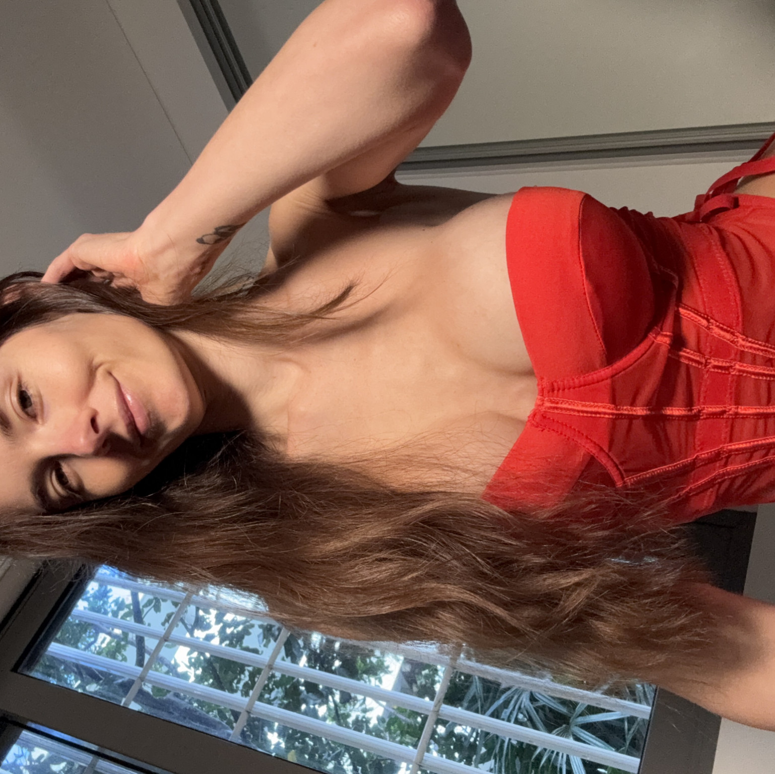 Red Corset Lingerie Set Worn for Photos Customs