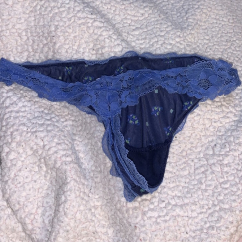 Blue Lacy Thong