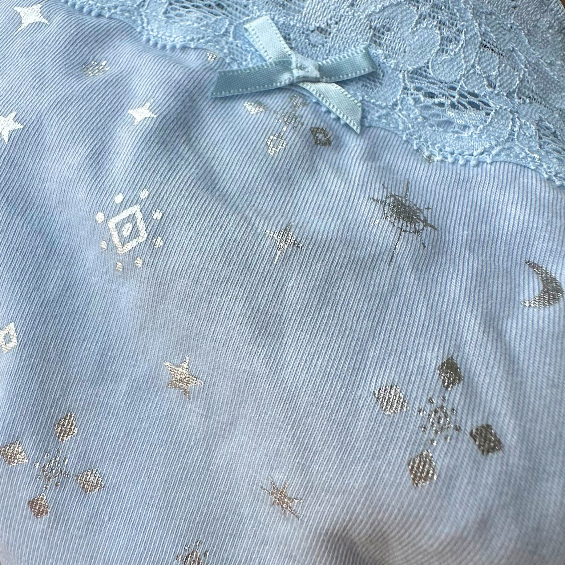 Light blue moon and star thong