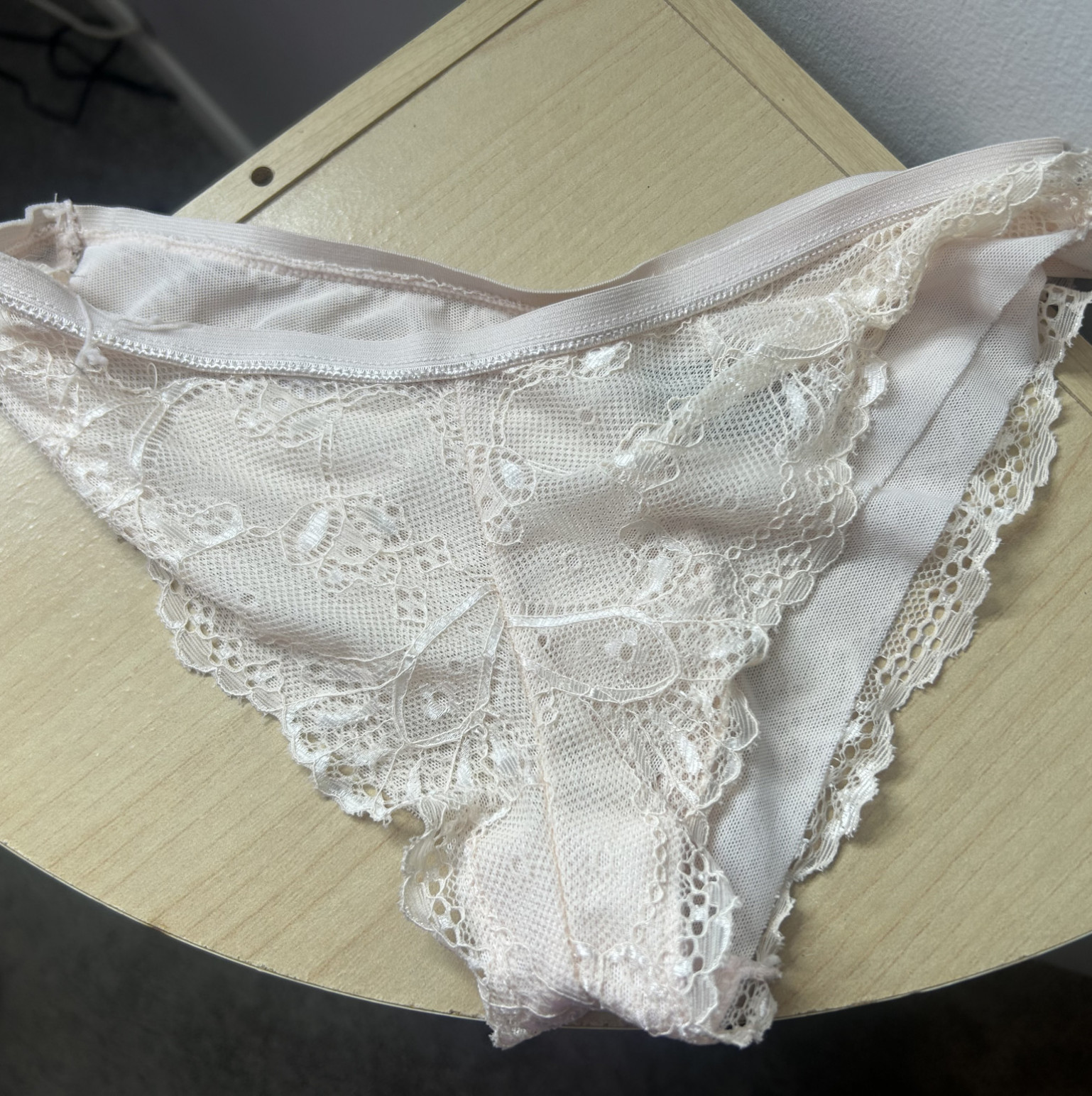 Cream colored lacey thong