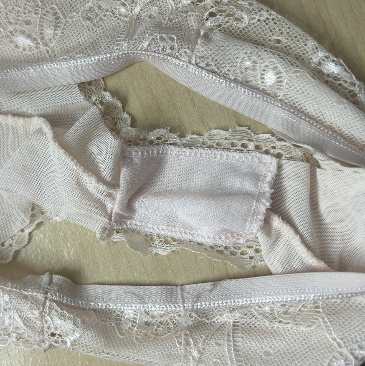 Cream colored lacey thong