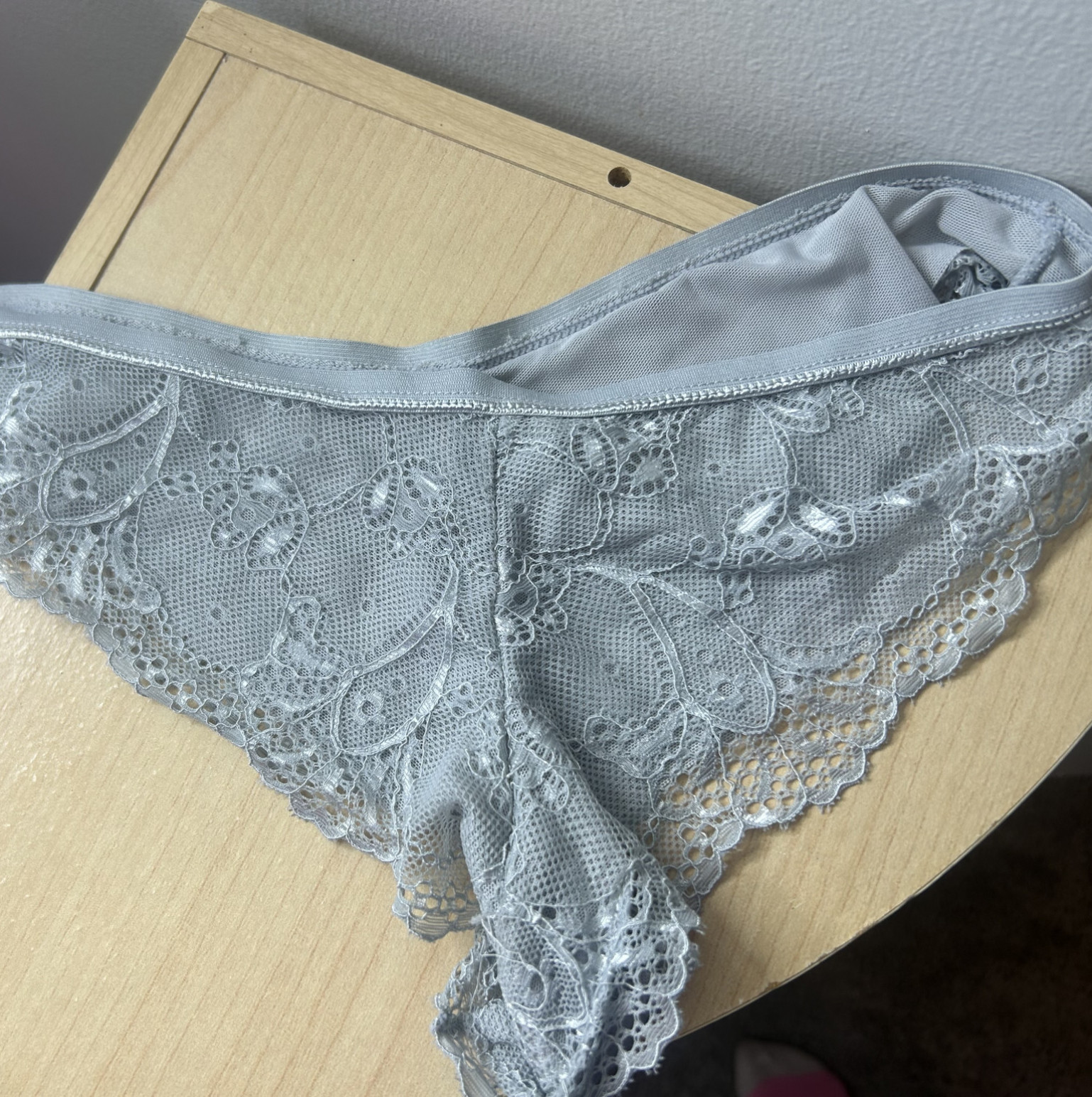 Grayish Light blue Lacey worn panties