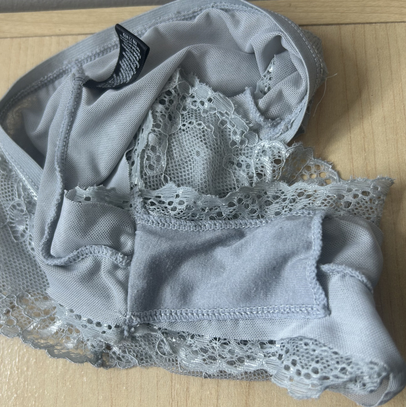 Grayish Light blue Lacey worn panties