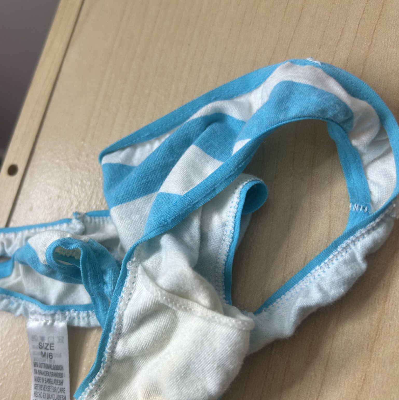 Striped worn thong