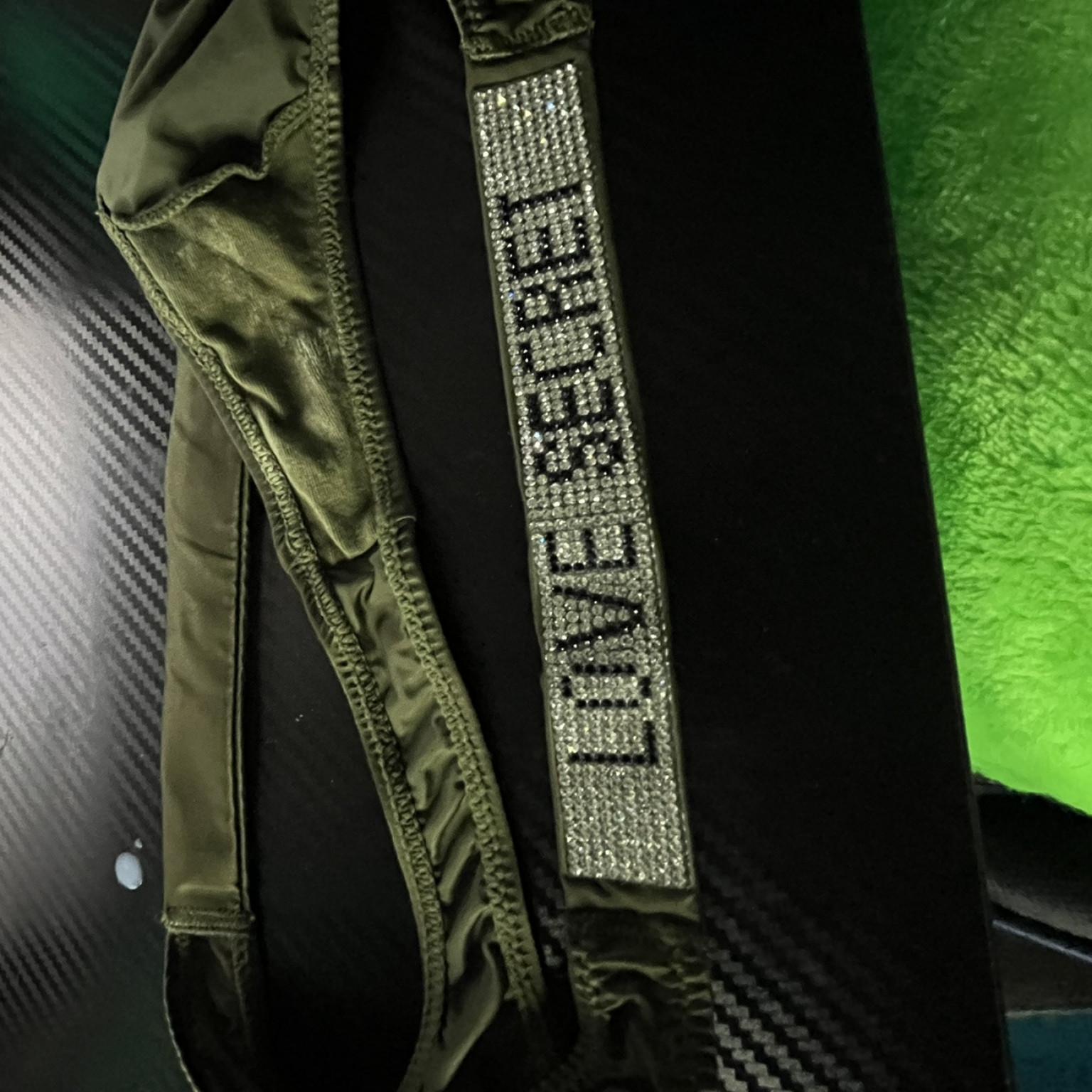 Deep Green Satin Thong