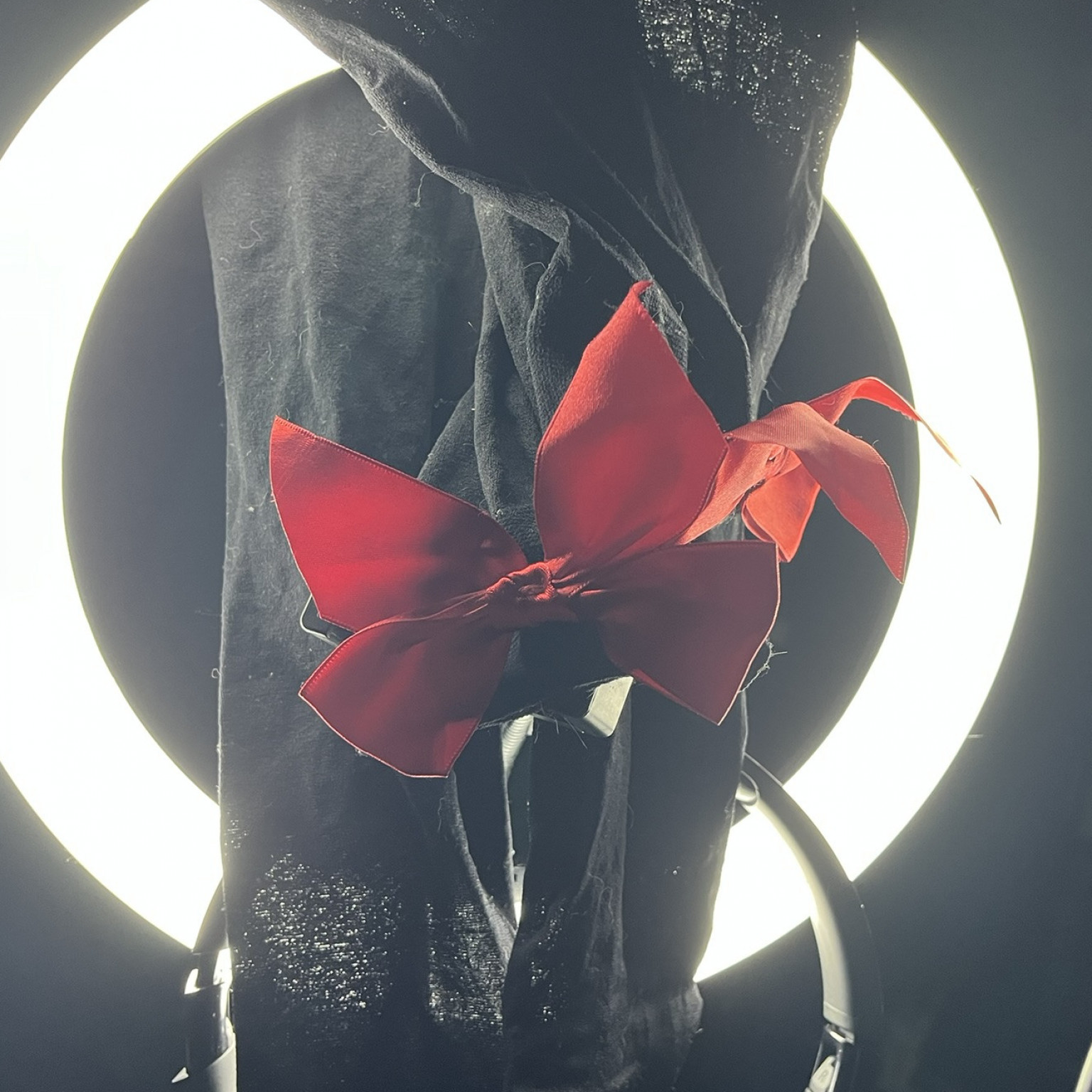 Black Thigh High Stockings with Satin Red Bows
