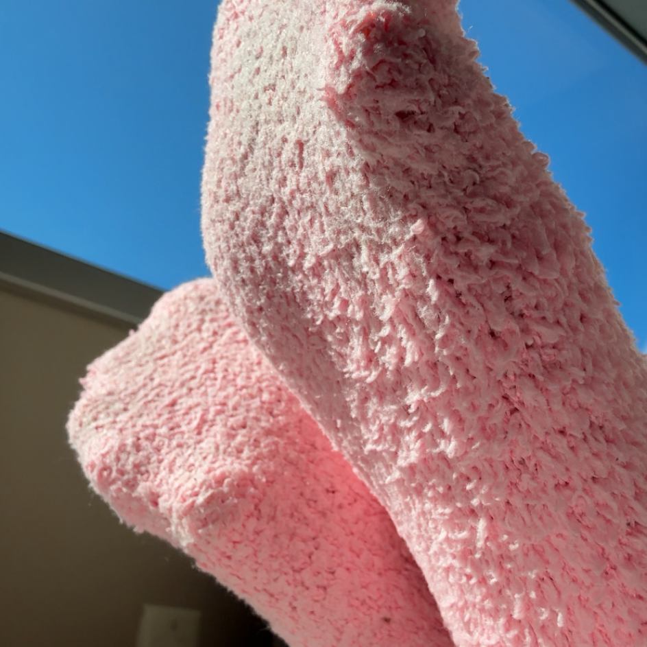 Pink fuzzy socks