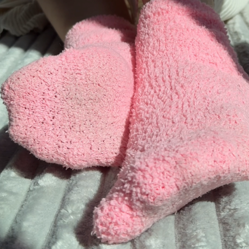 Pink fuzzy socks