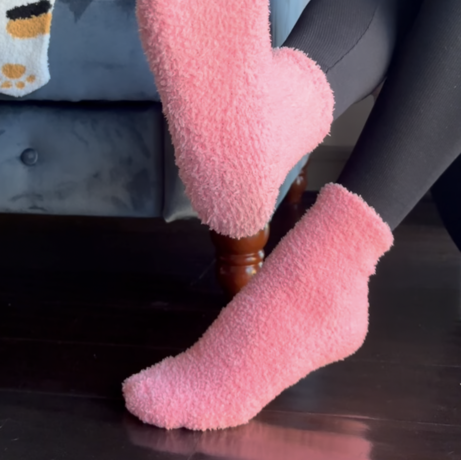 Pink fuzzy socks