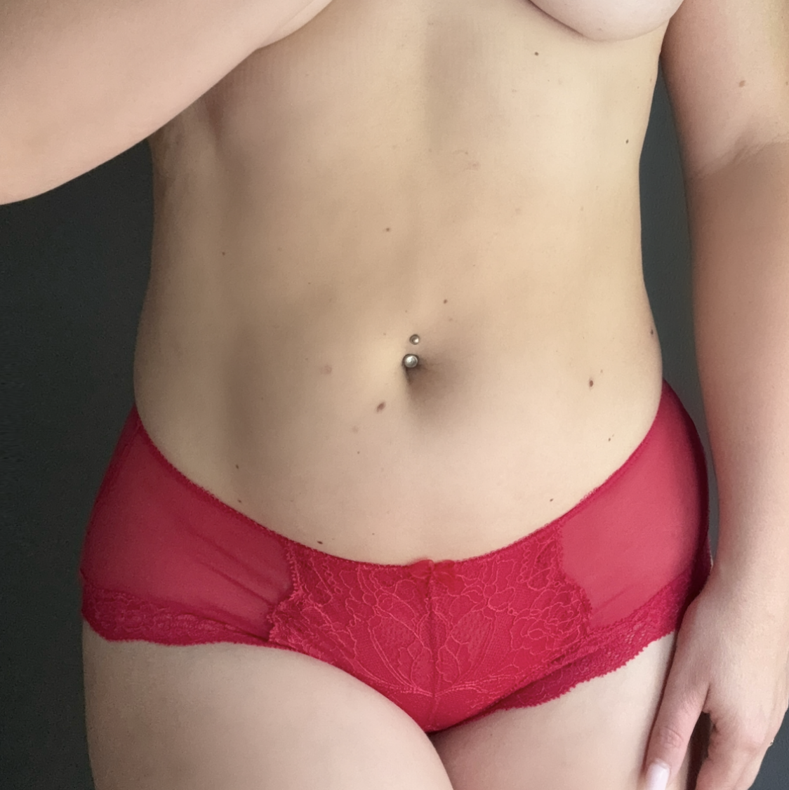 RED SEE THROUGH PANTIES WORN