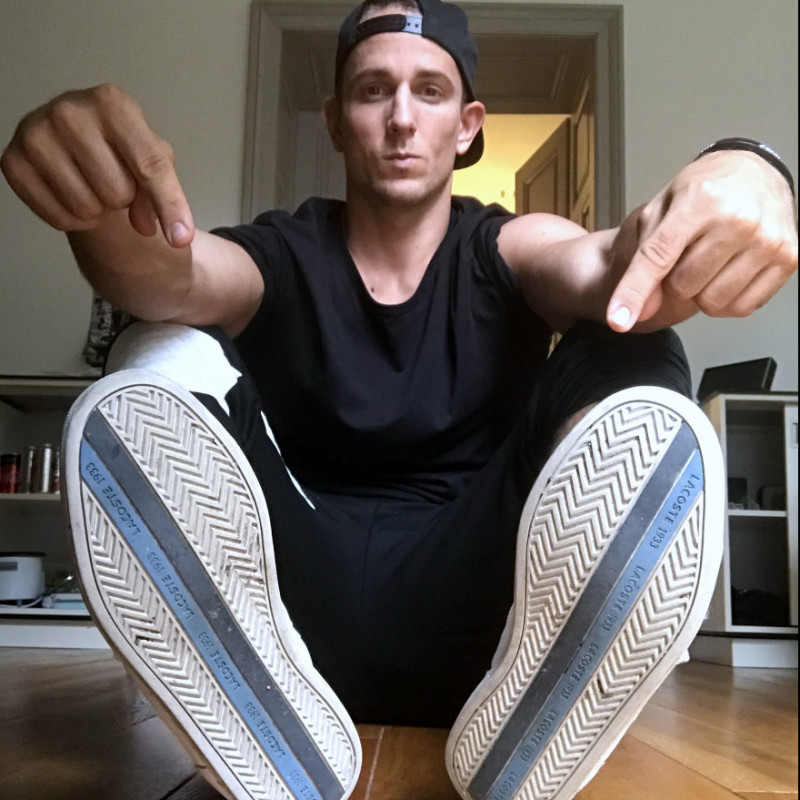 Heavily used smelly Lacoste sneakers