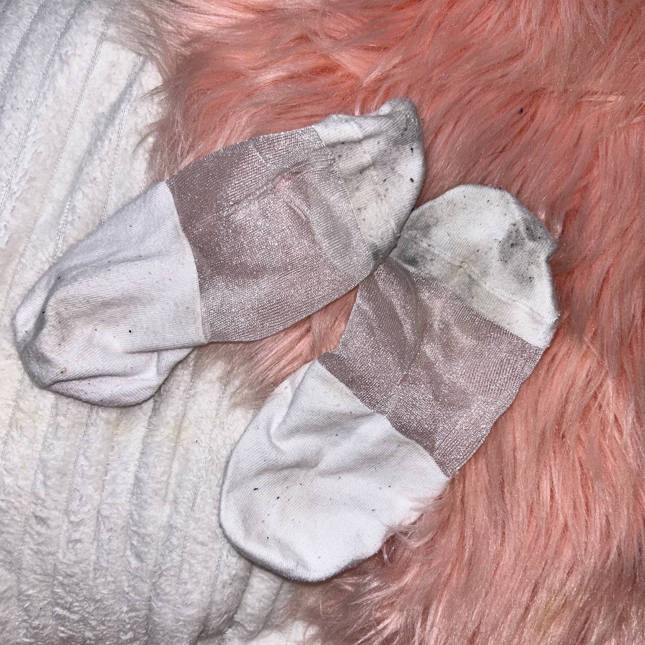 Worn white transparent socks