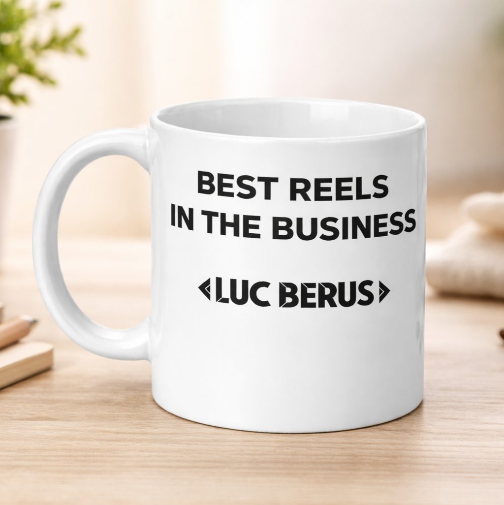 Mug Best Reels In The Business Luc Berus White w Video Gift