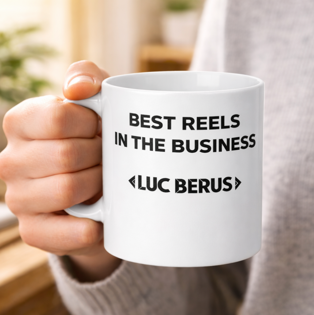 Mug Best Reels In The Business Luc Berus White w Video Gift
