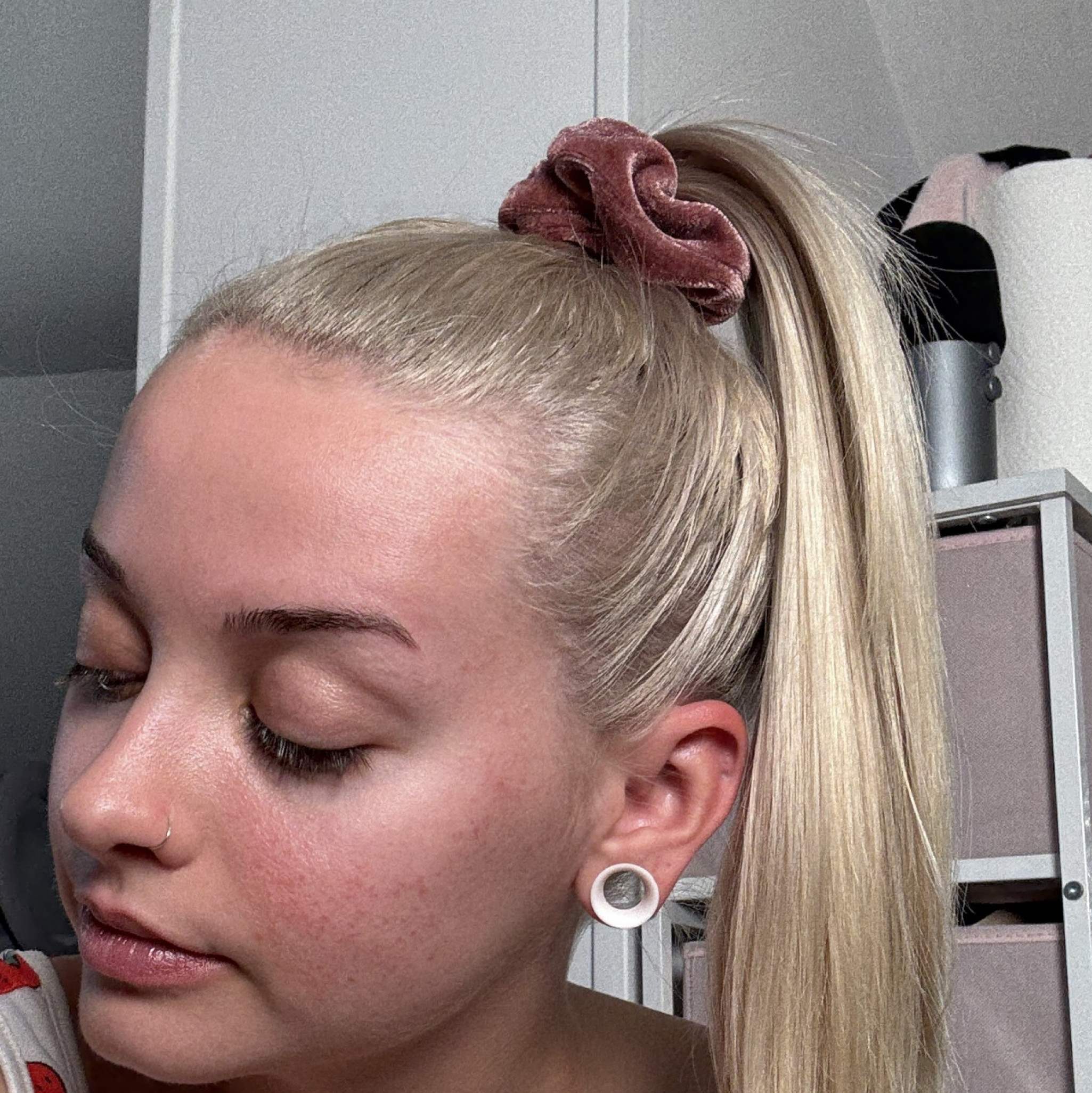 Pink Velvet Scrunchie