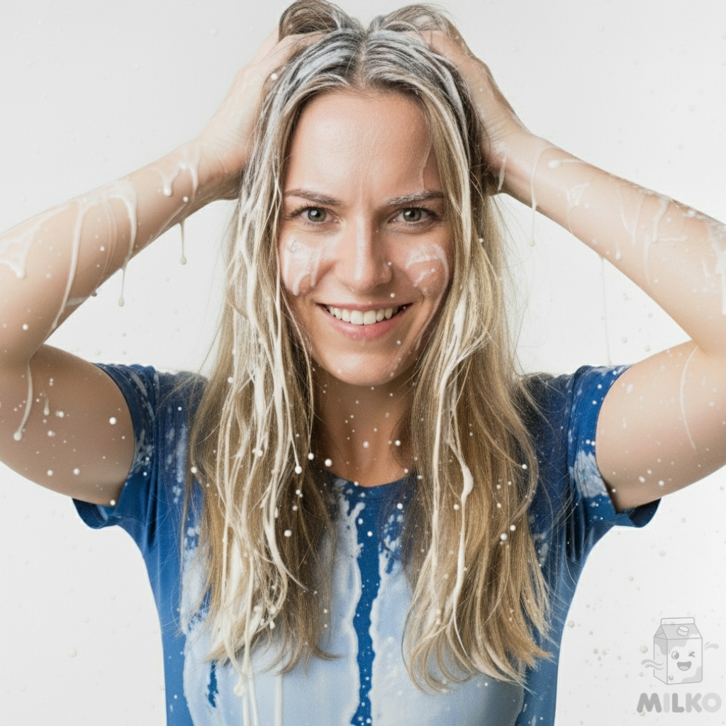 Daisy Hart: Blue Tee Milk Splash Wet Look Photo Set 24 Pics