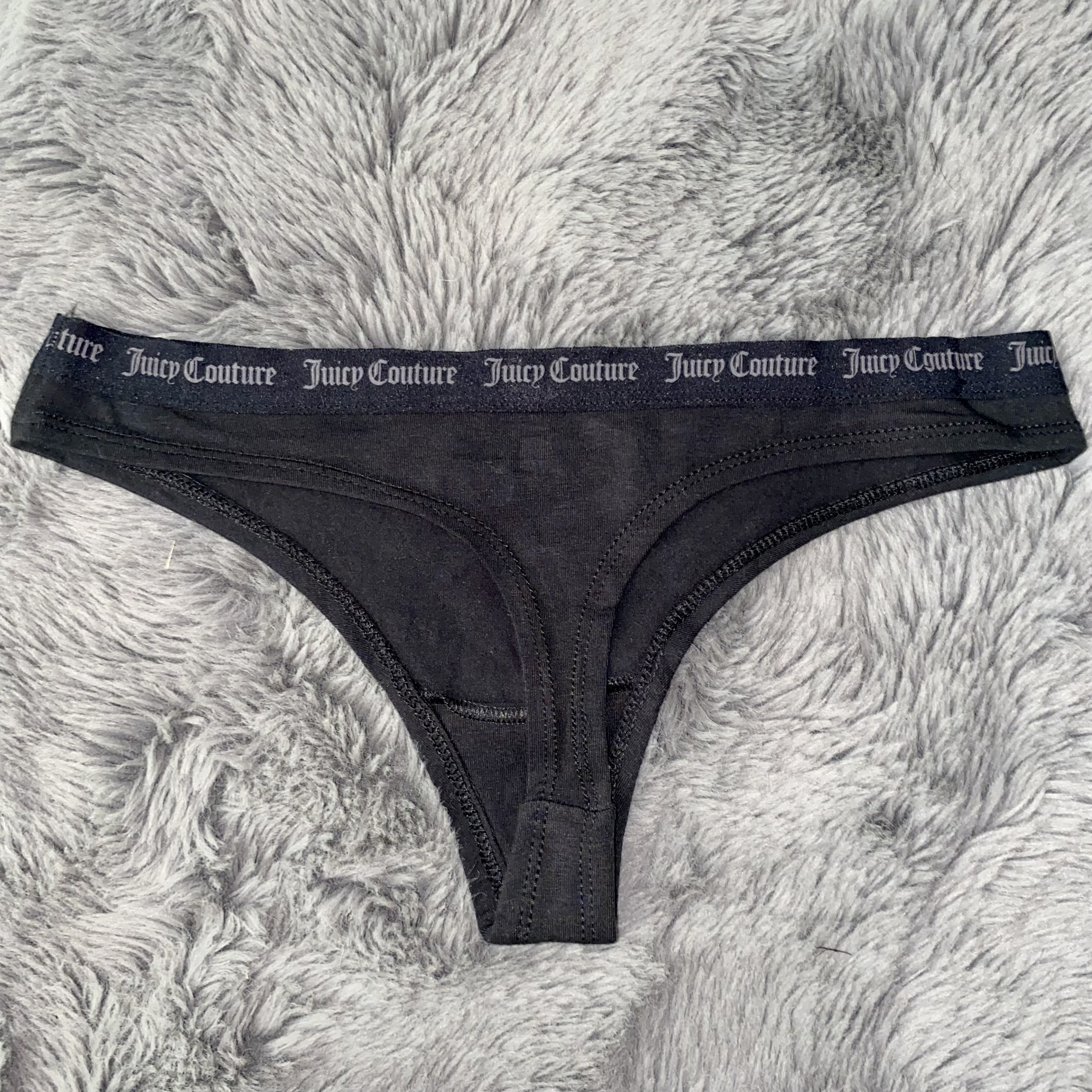 Juicy Couture Black Cotton Thong Panties