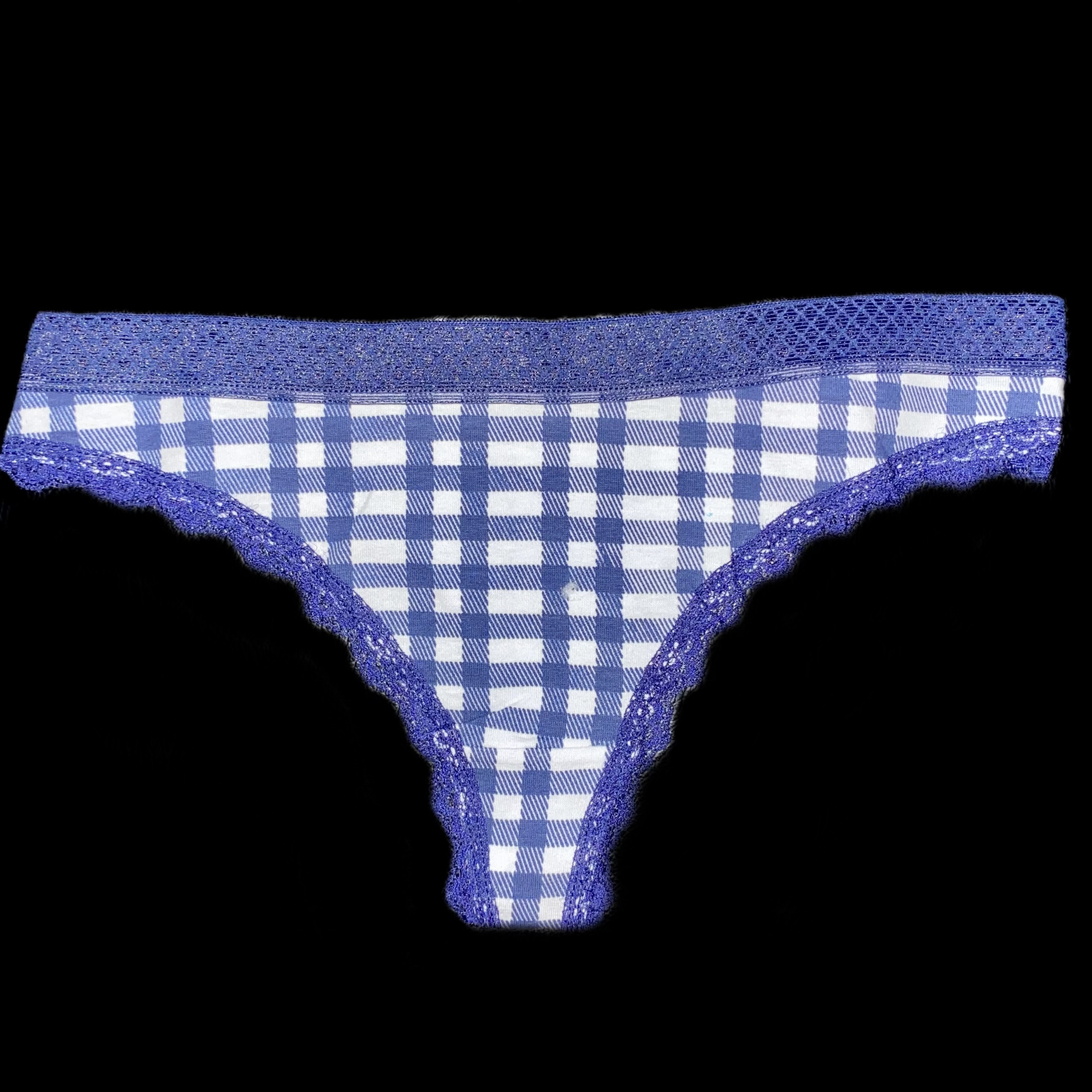 Lace Trim Cotton Thong Panties