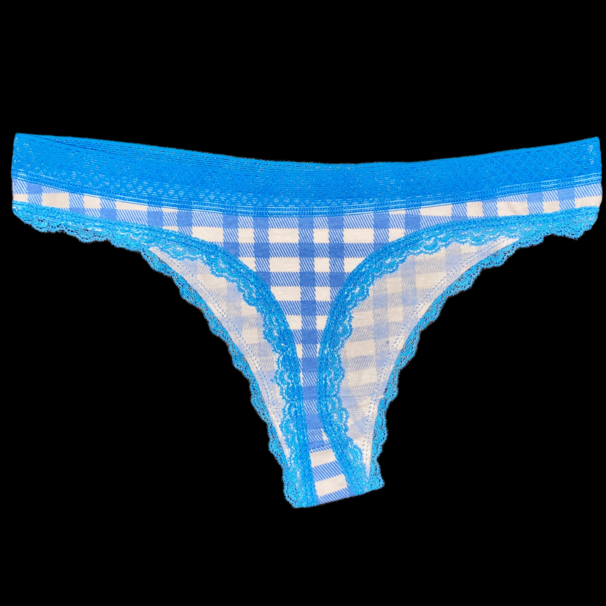 Lace Trim Cotton Thong Panties