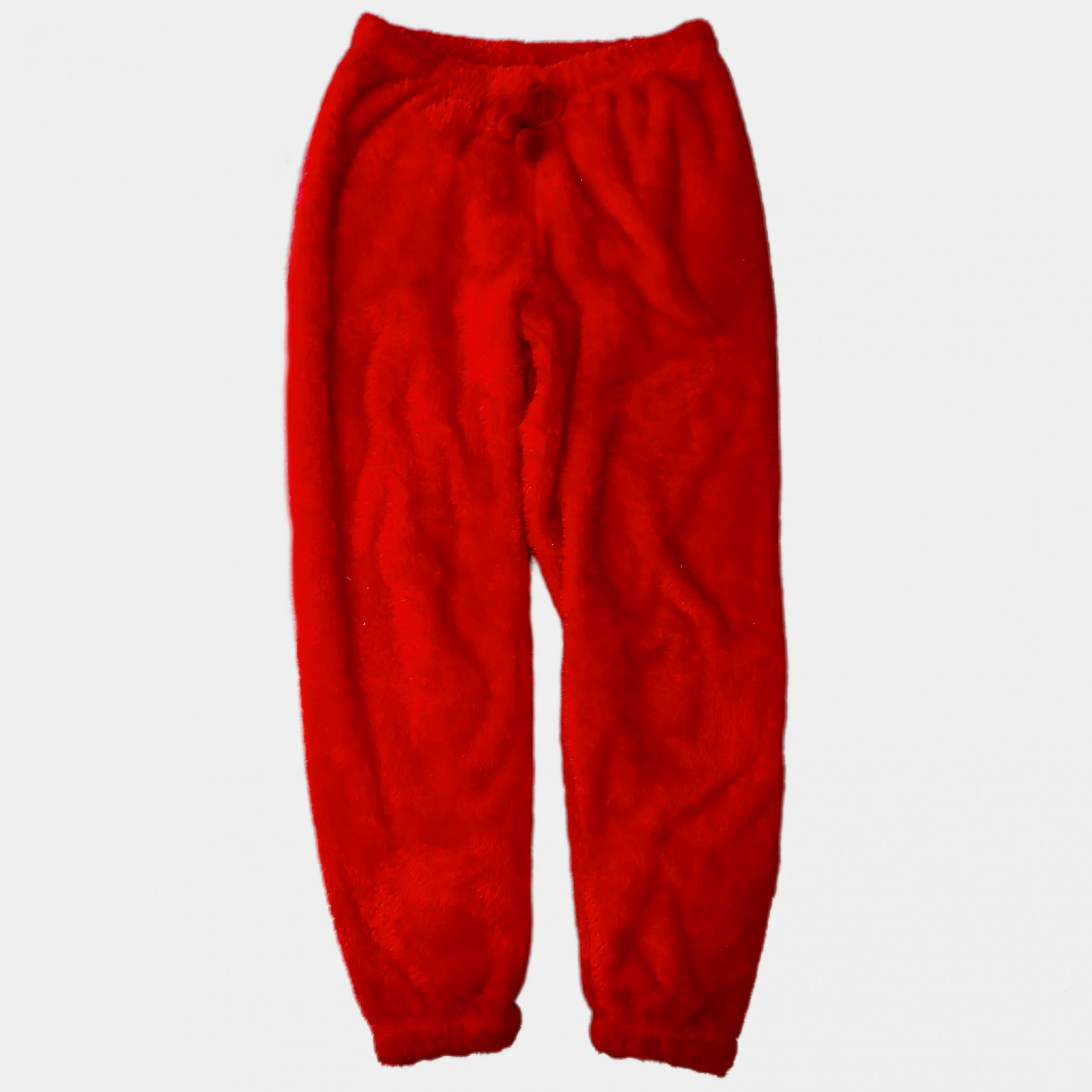 Red Fuzzy Drawstring Jogger Pyjama Pants