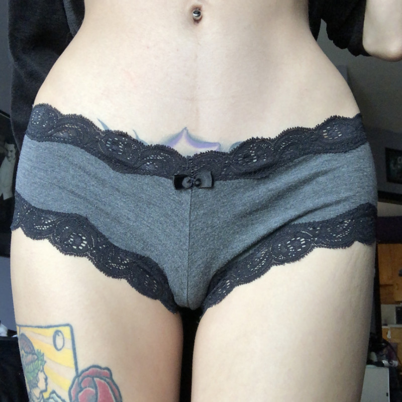 Grey w Black Lace Panty