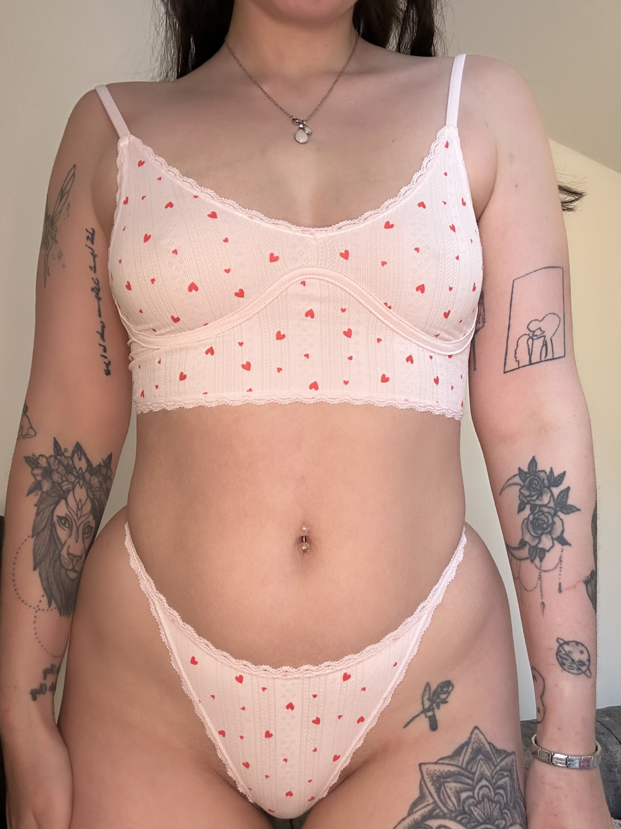 Pink heart ribbed set