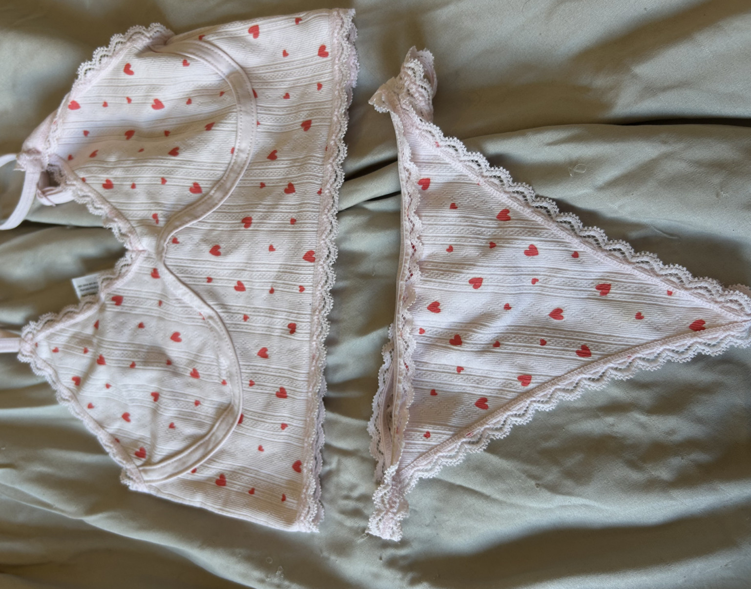 Pink heart ribbed set