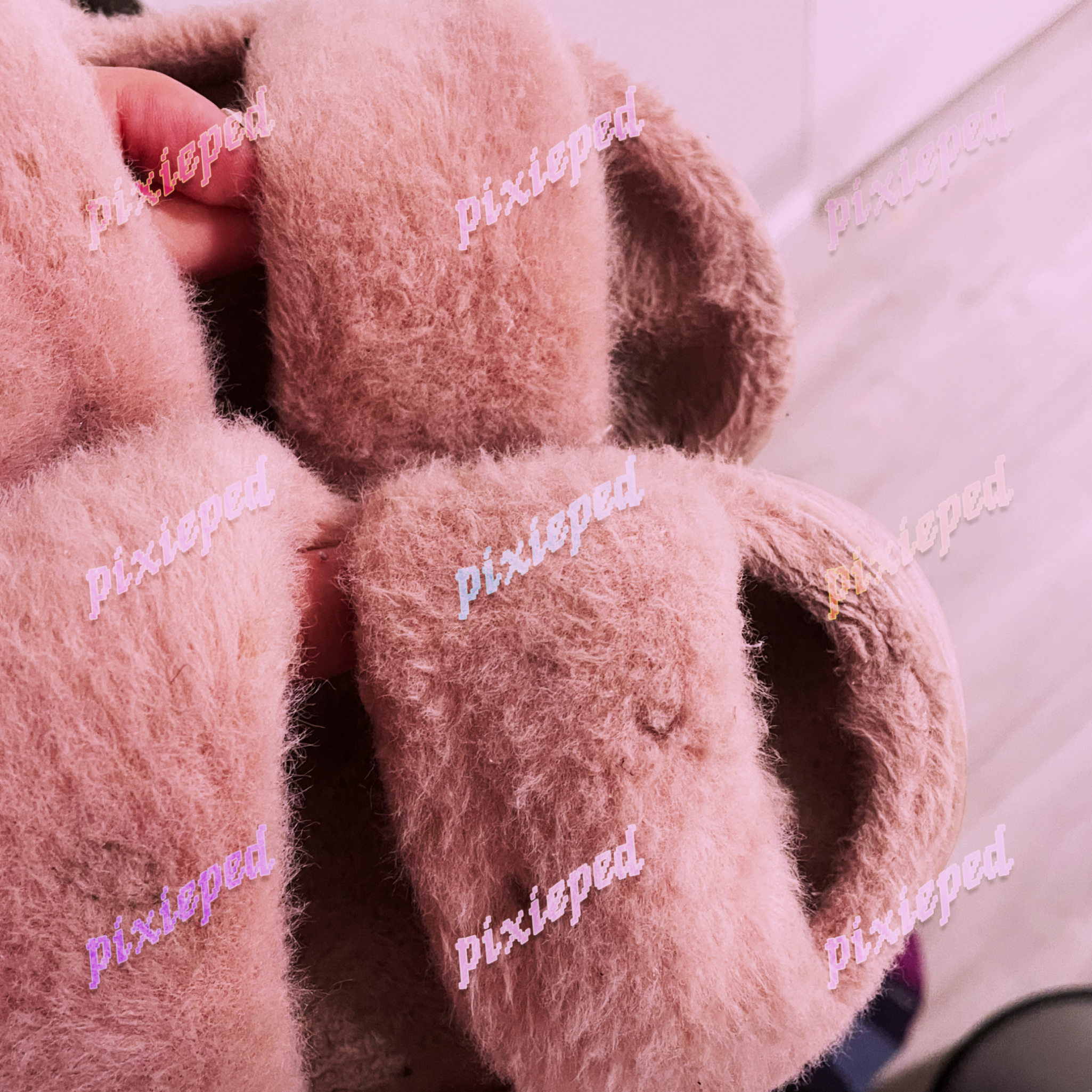 fuzzy slippers with toe prints