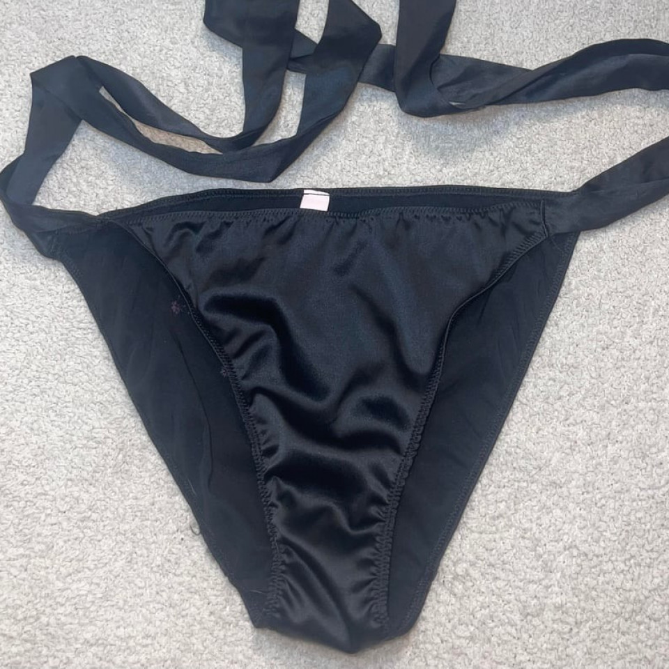 Black Satin Side Tie Panty