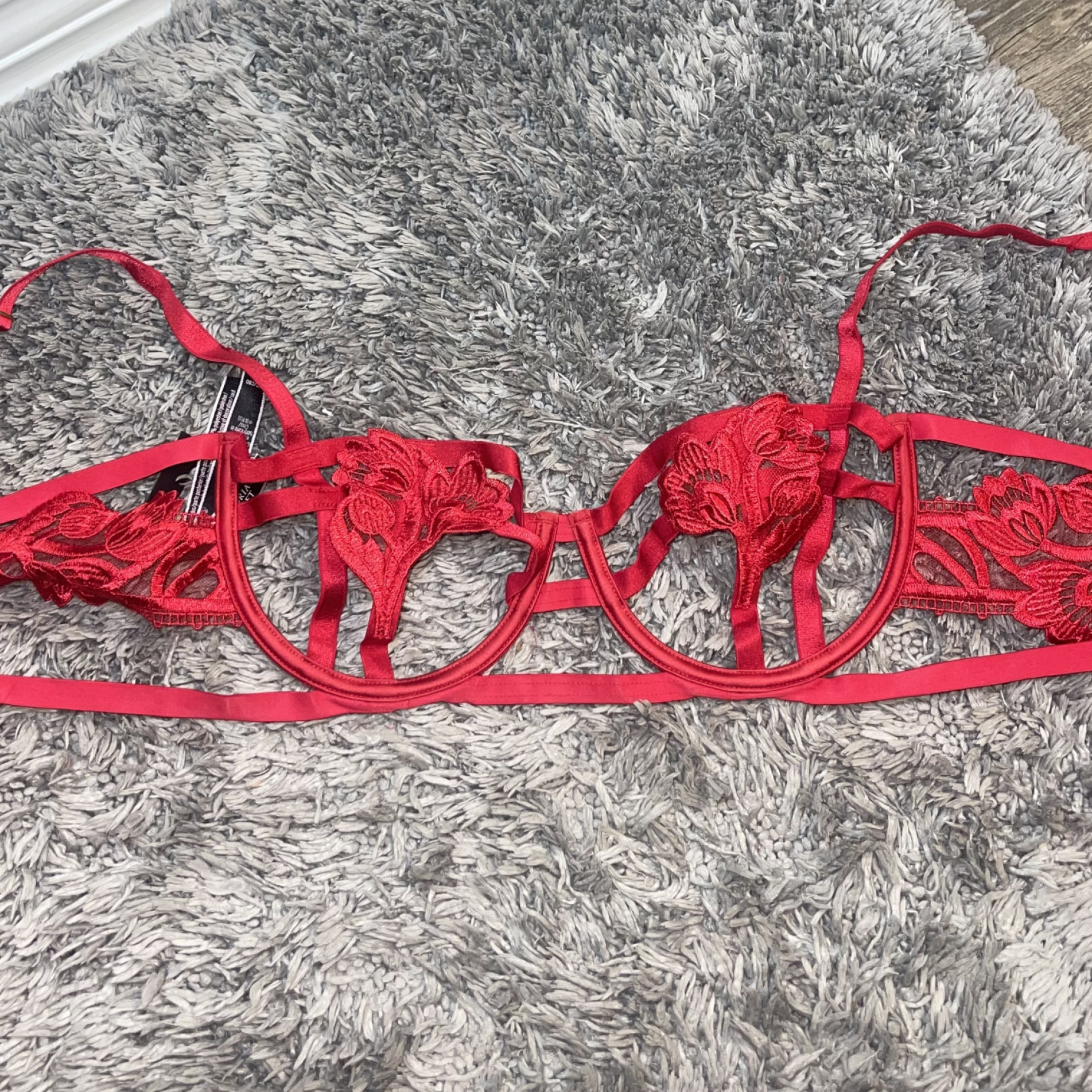 Red Strappy Bondage Bra