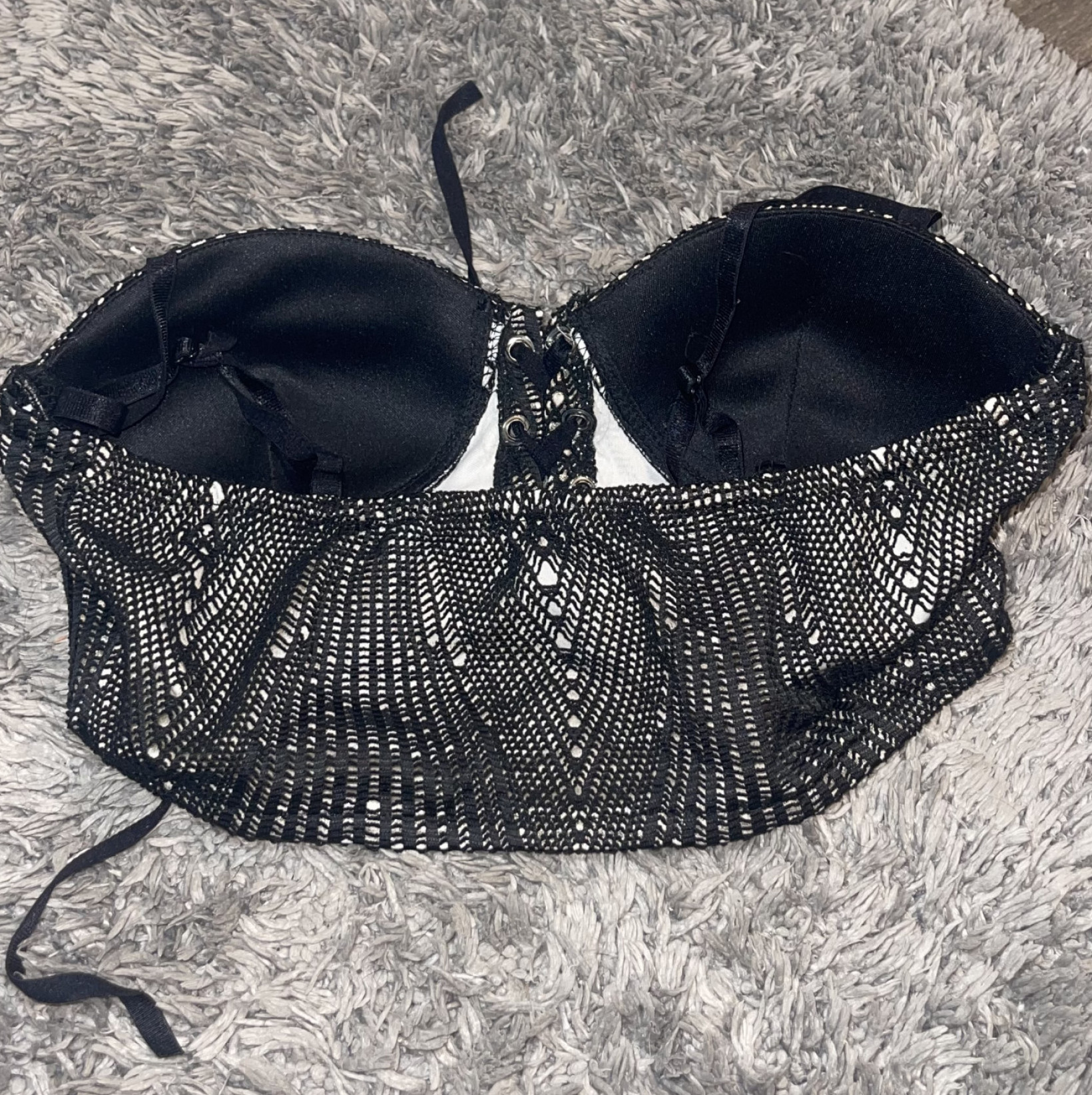 Black Glitter Corset Bra