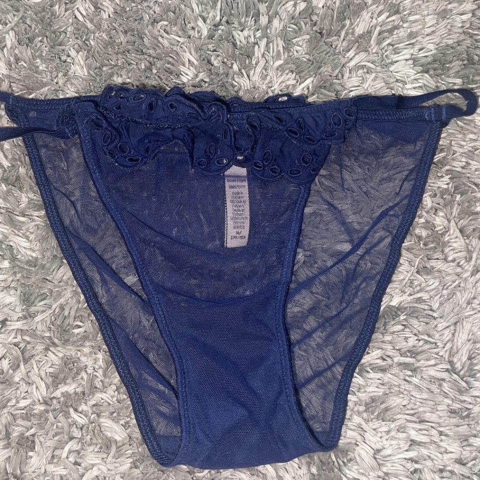 Blue Sheer Ruffle Side Strap Panty