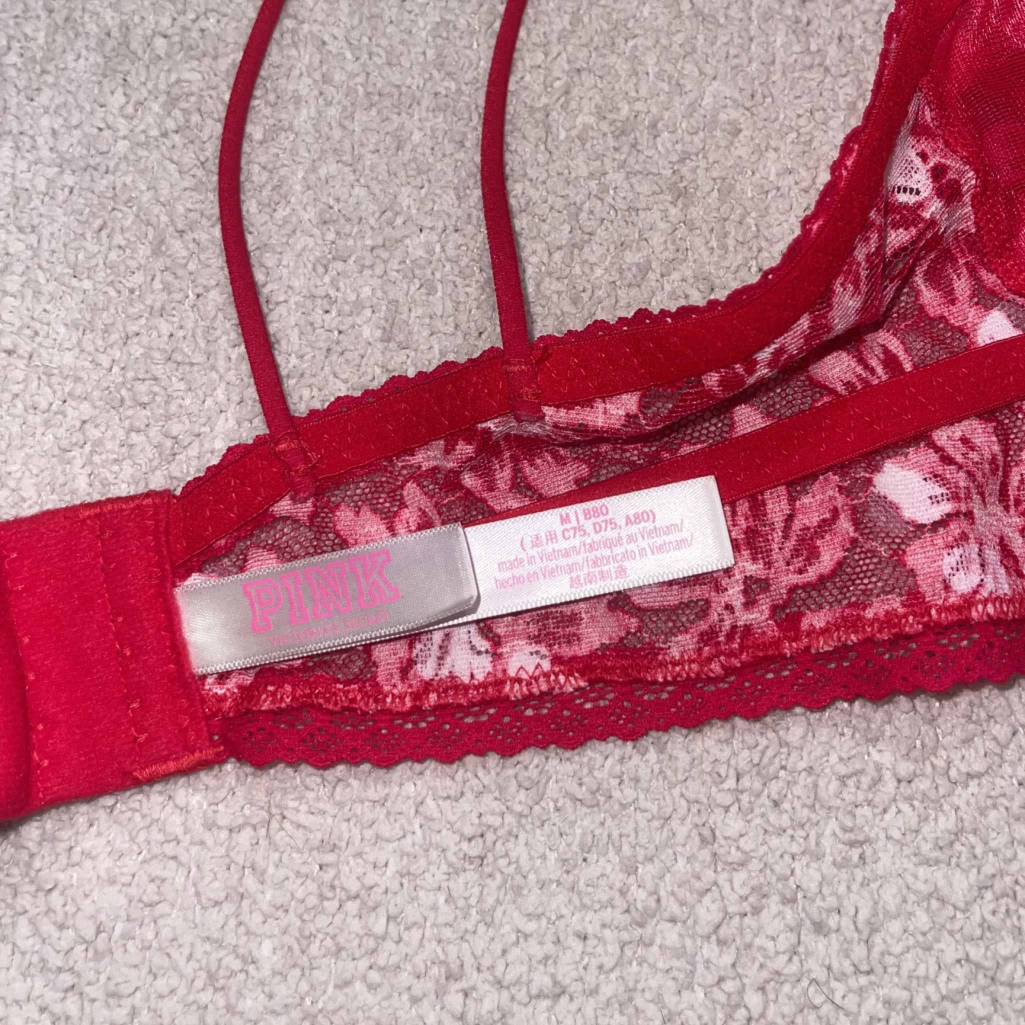 Red Hearts Push Up Bra