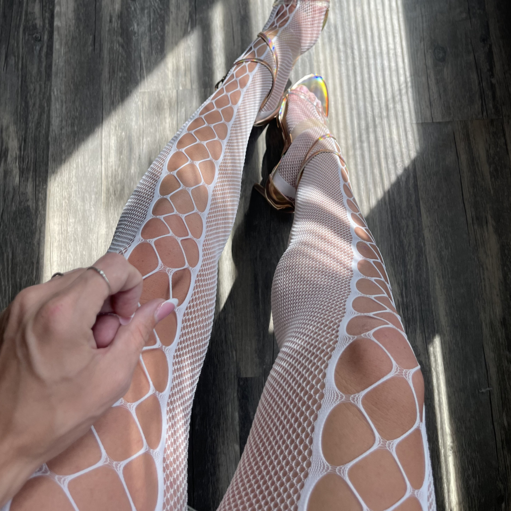 White CrissCross Fishnet Bodysuit