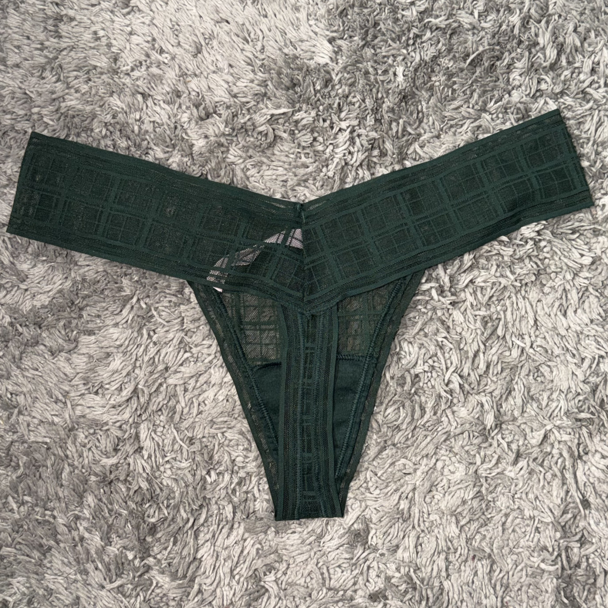 Green Plaid Bow Thong