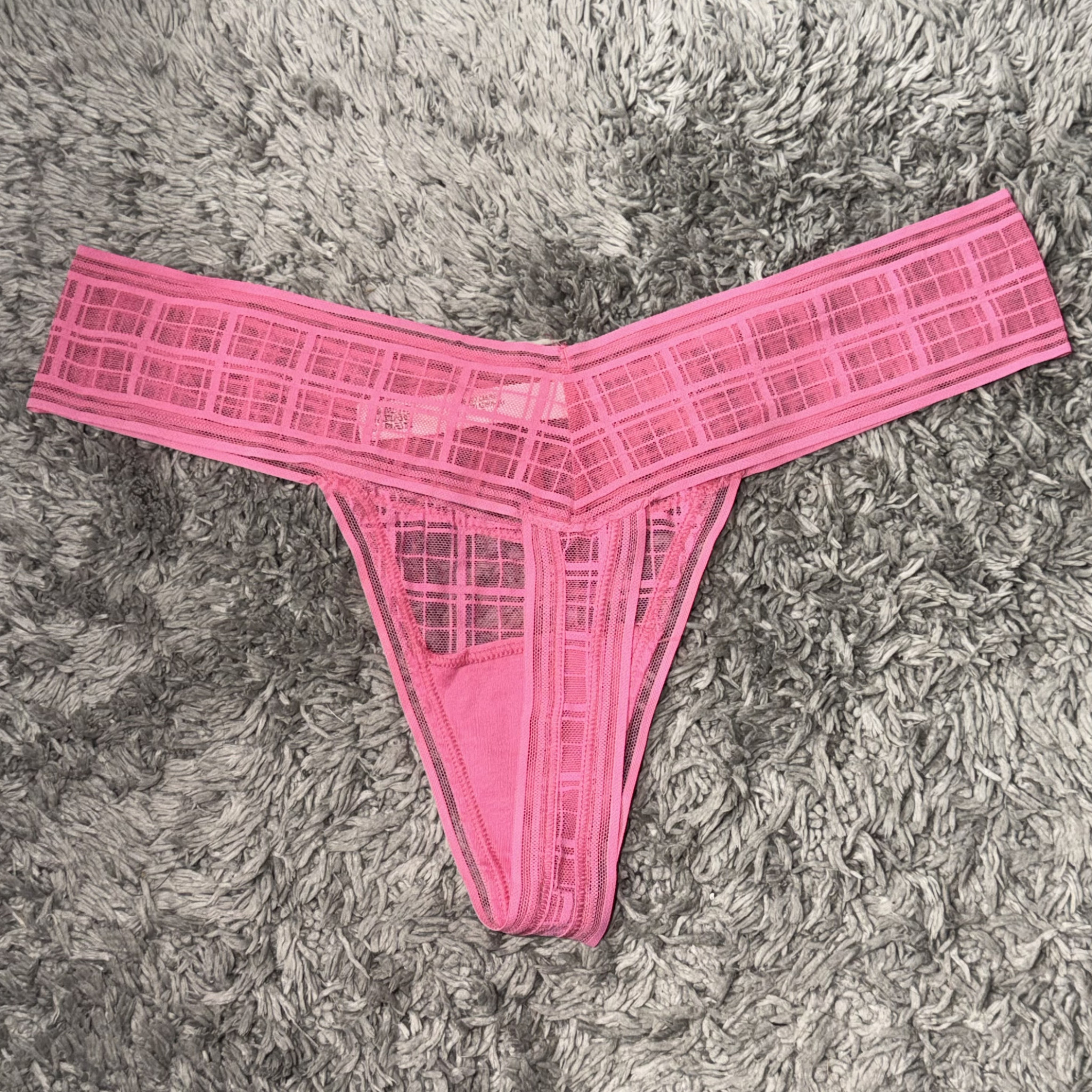 Pink Plaid Bow Thong