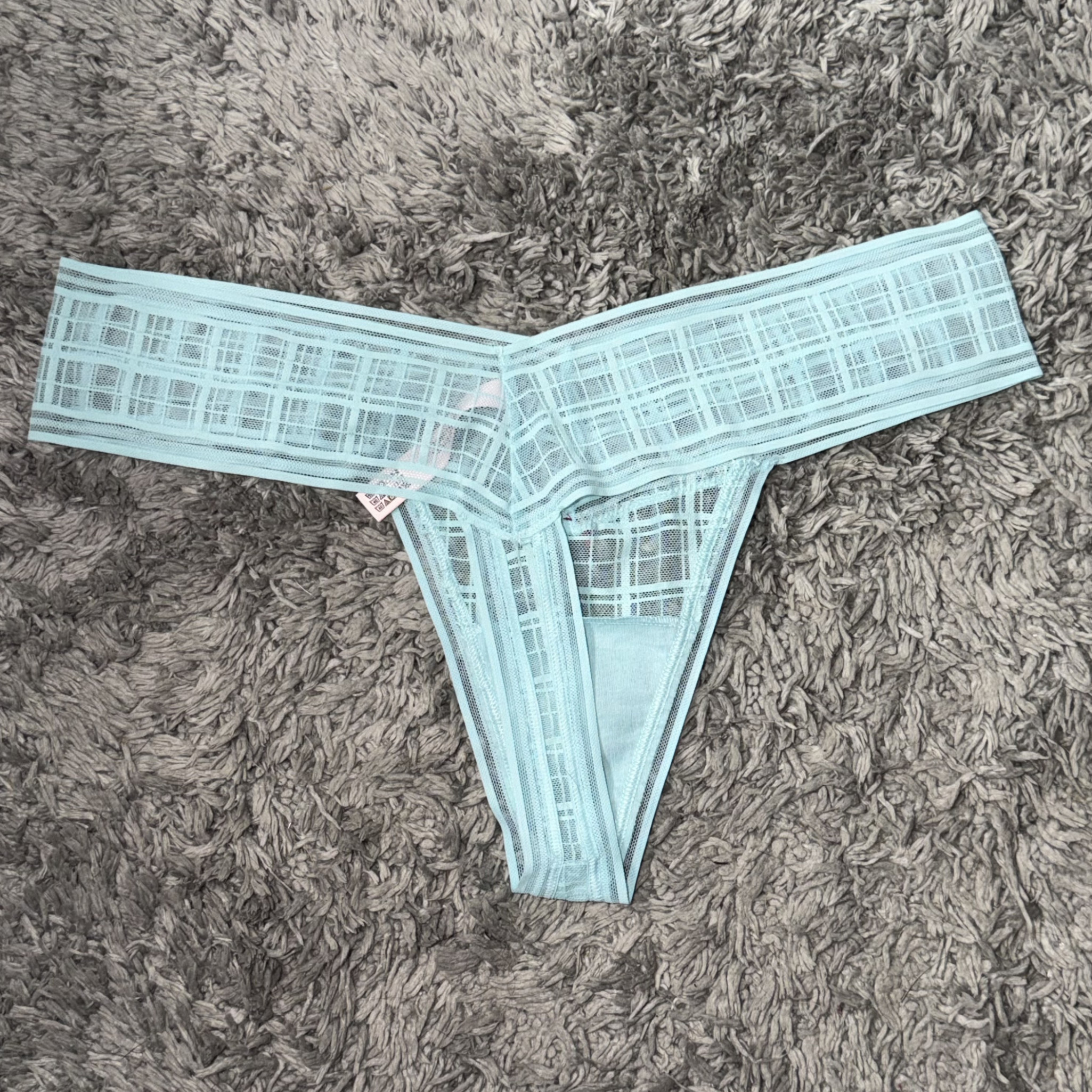 Blue Plaid Bow Thong