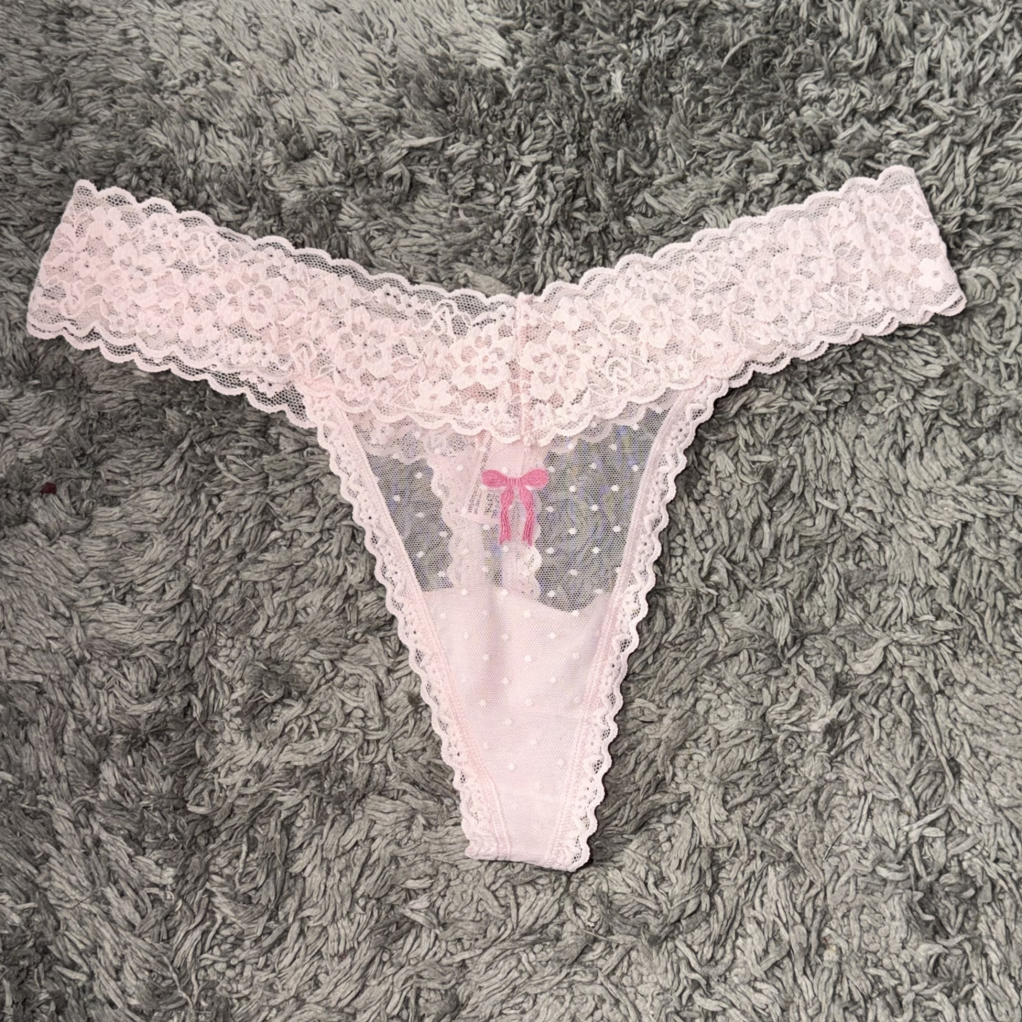 Pink Bow Lace Thong