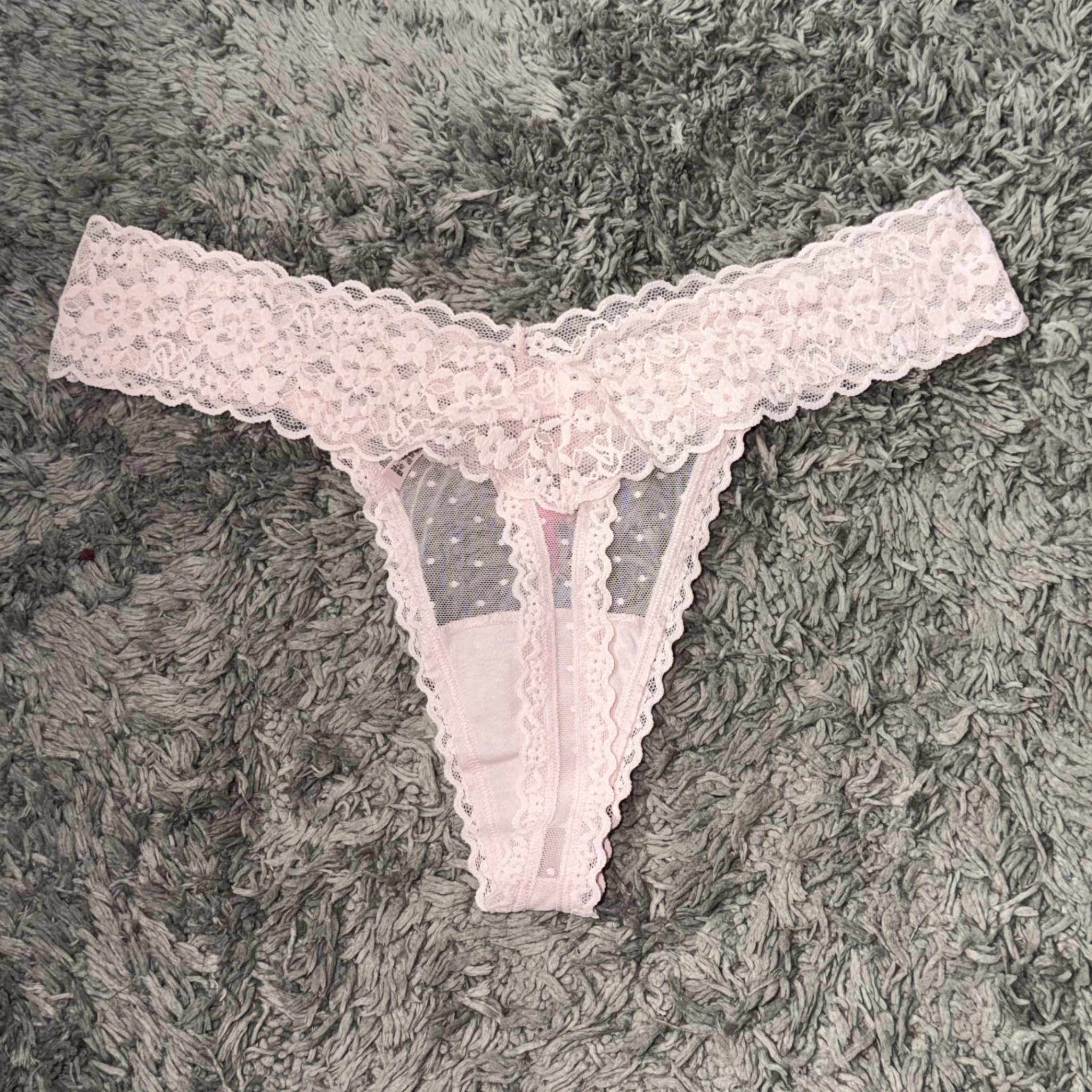 Pink Bow Lace Thong
