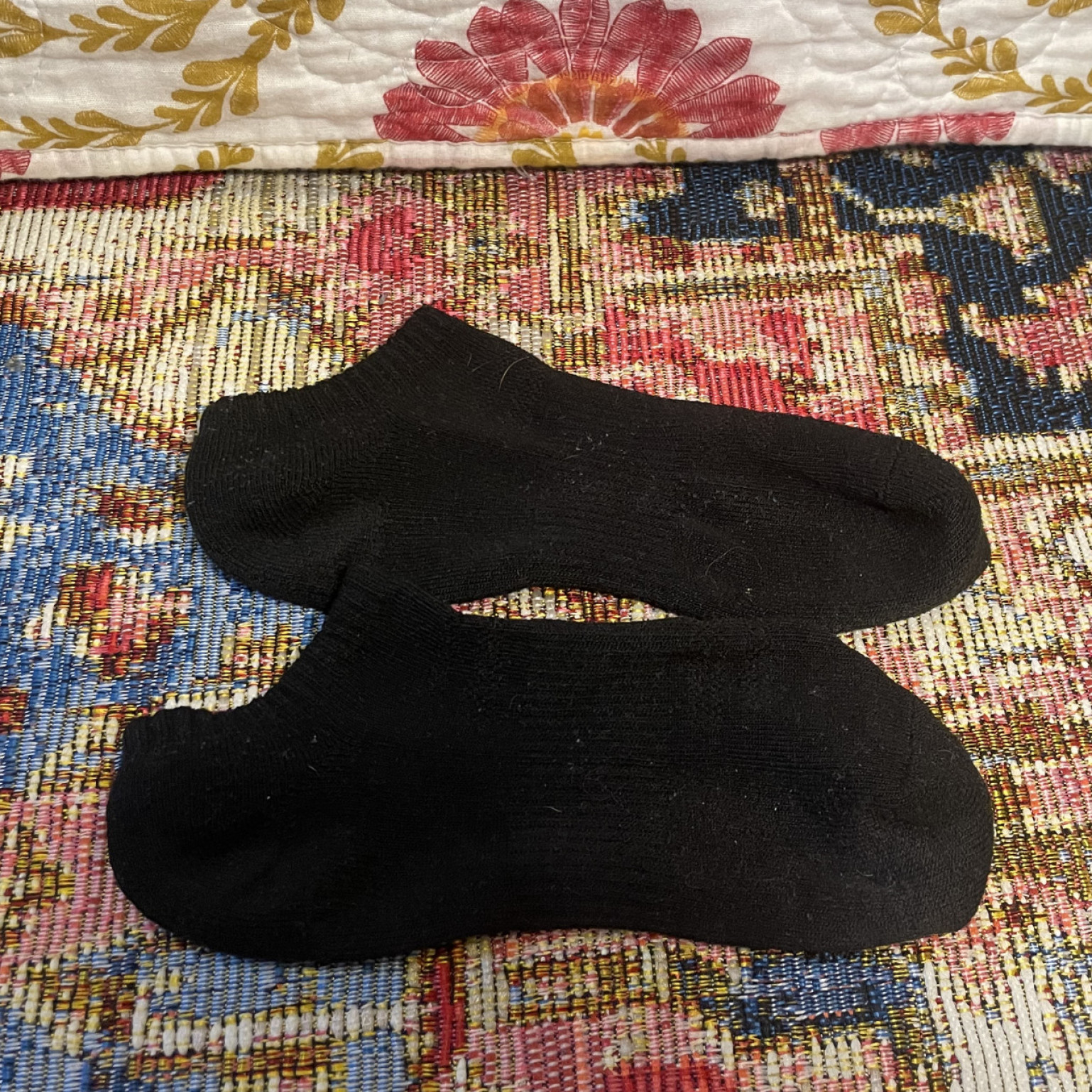 Worn Black Athletic Ankle Socks  1 Day