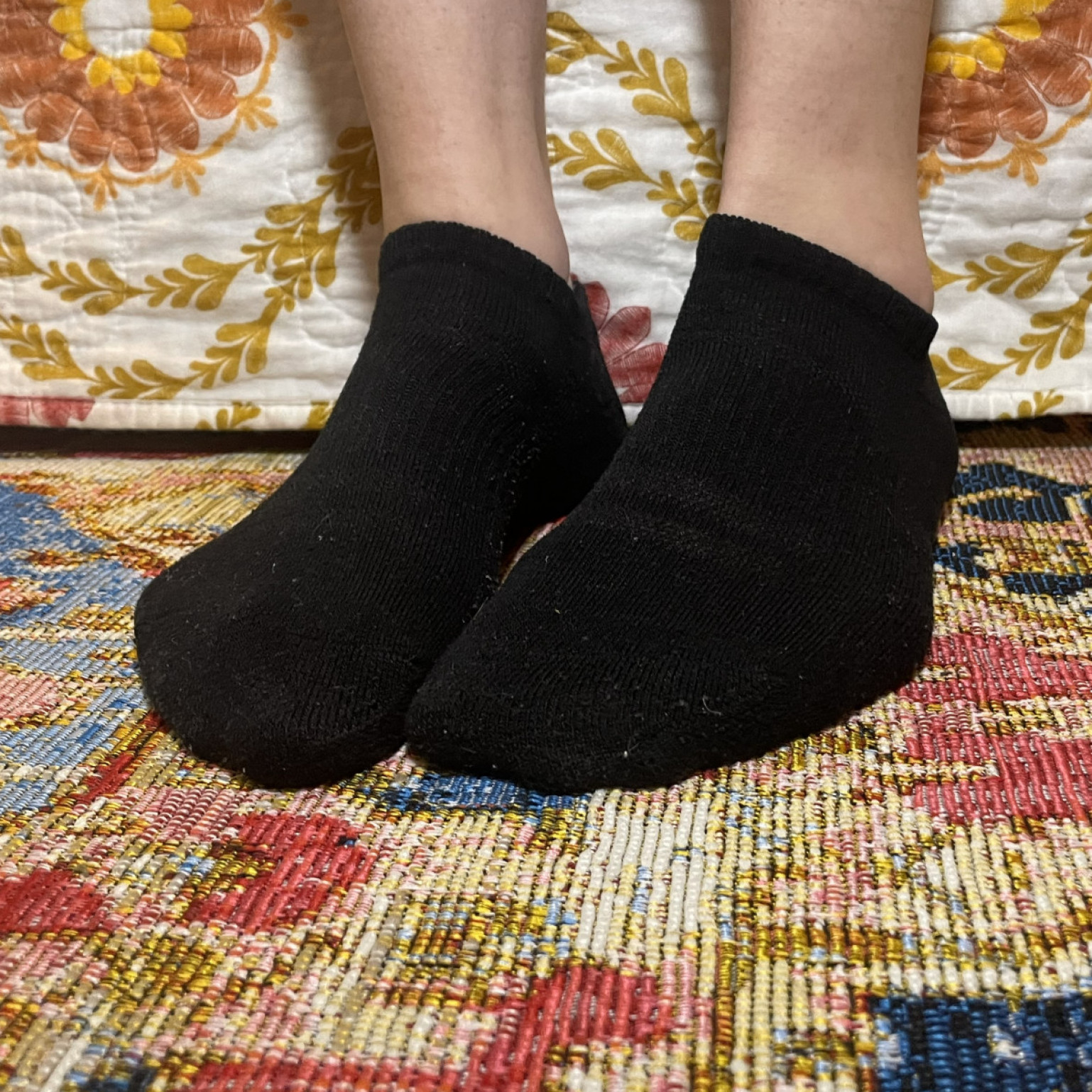 Worn Black Athletic Ankle Socks  1 Day