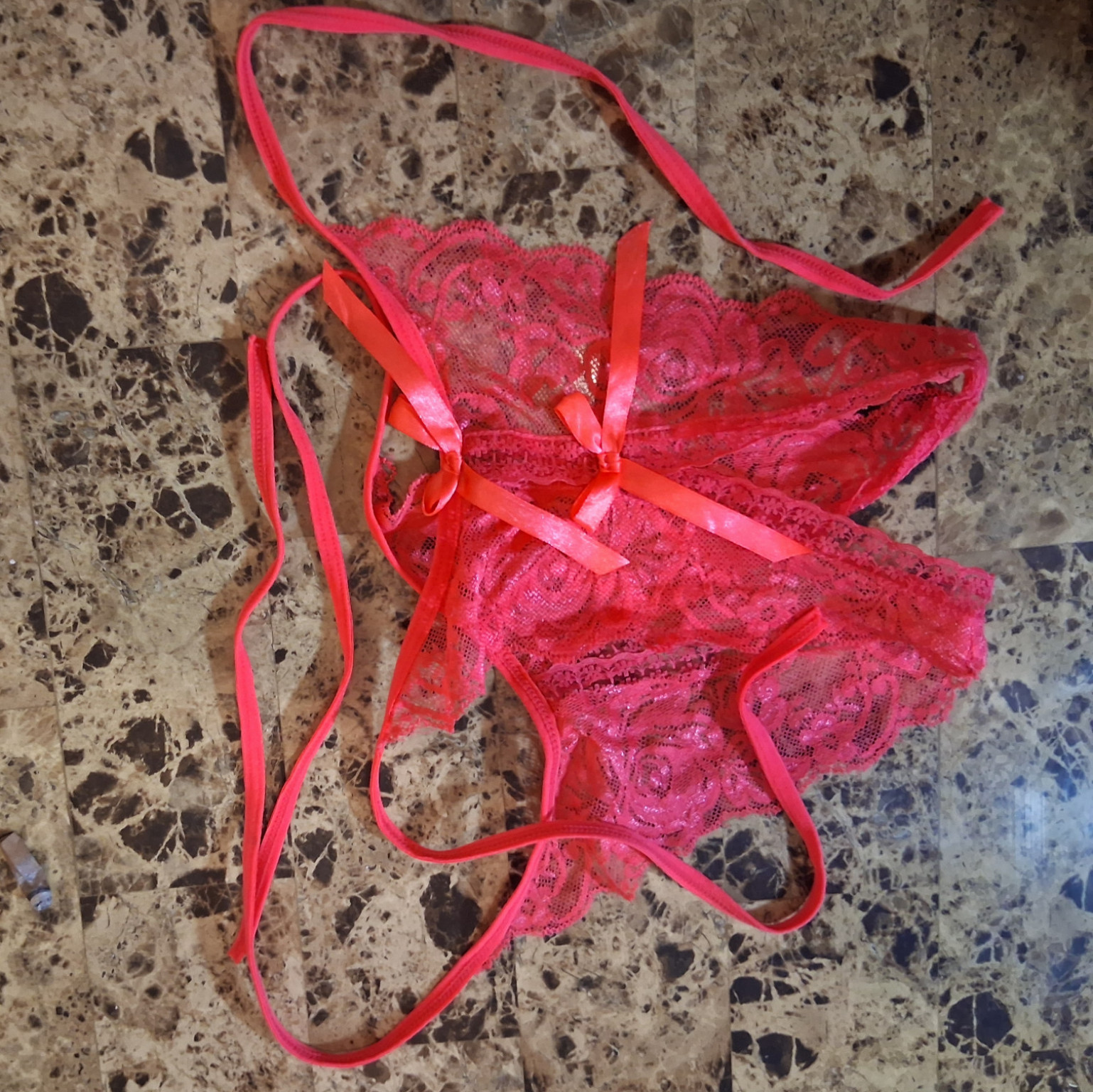 Crotchless pink panties!!!