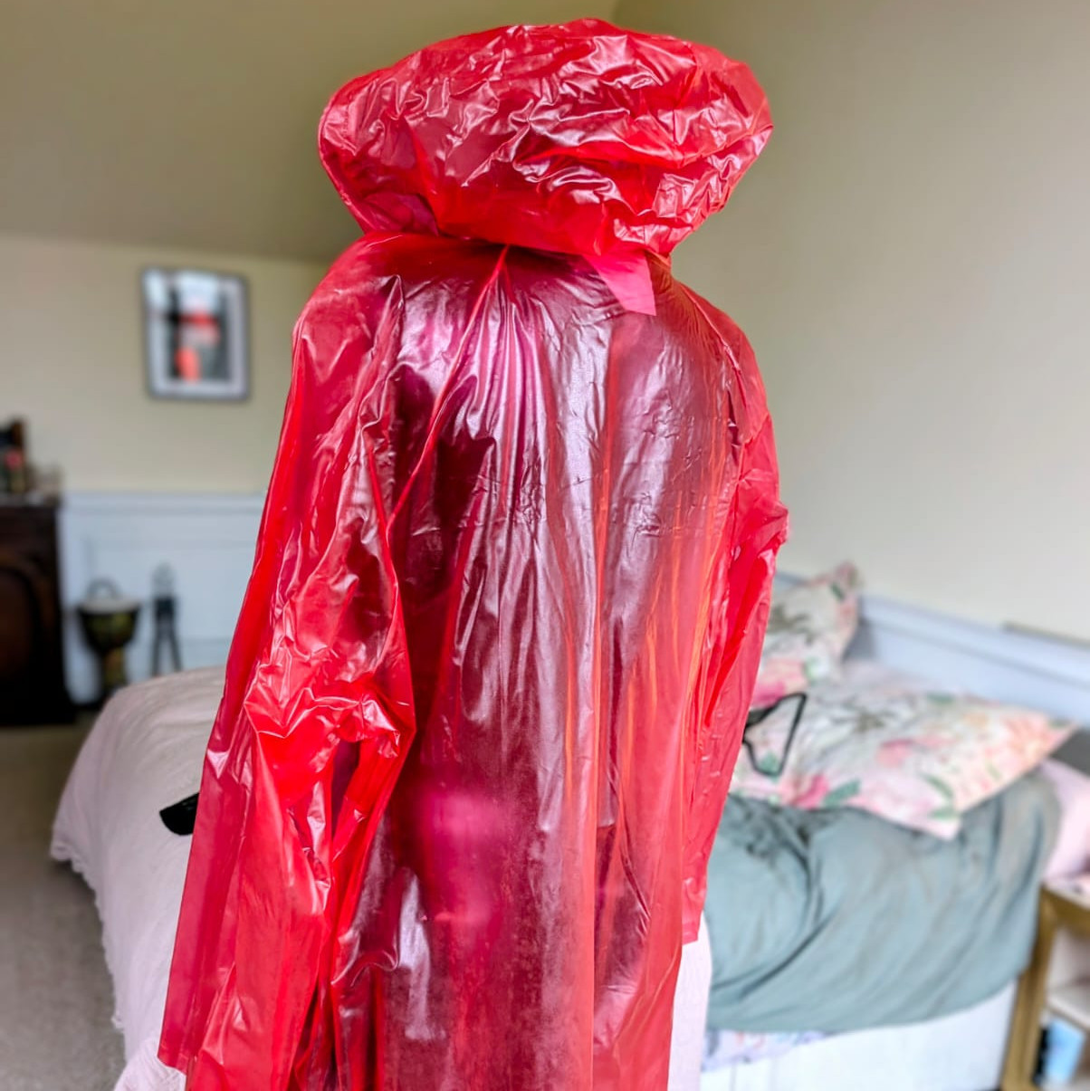 Vintage Glossy Red Raincoat
