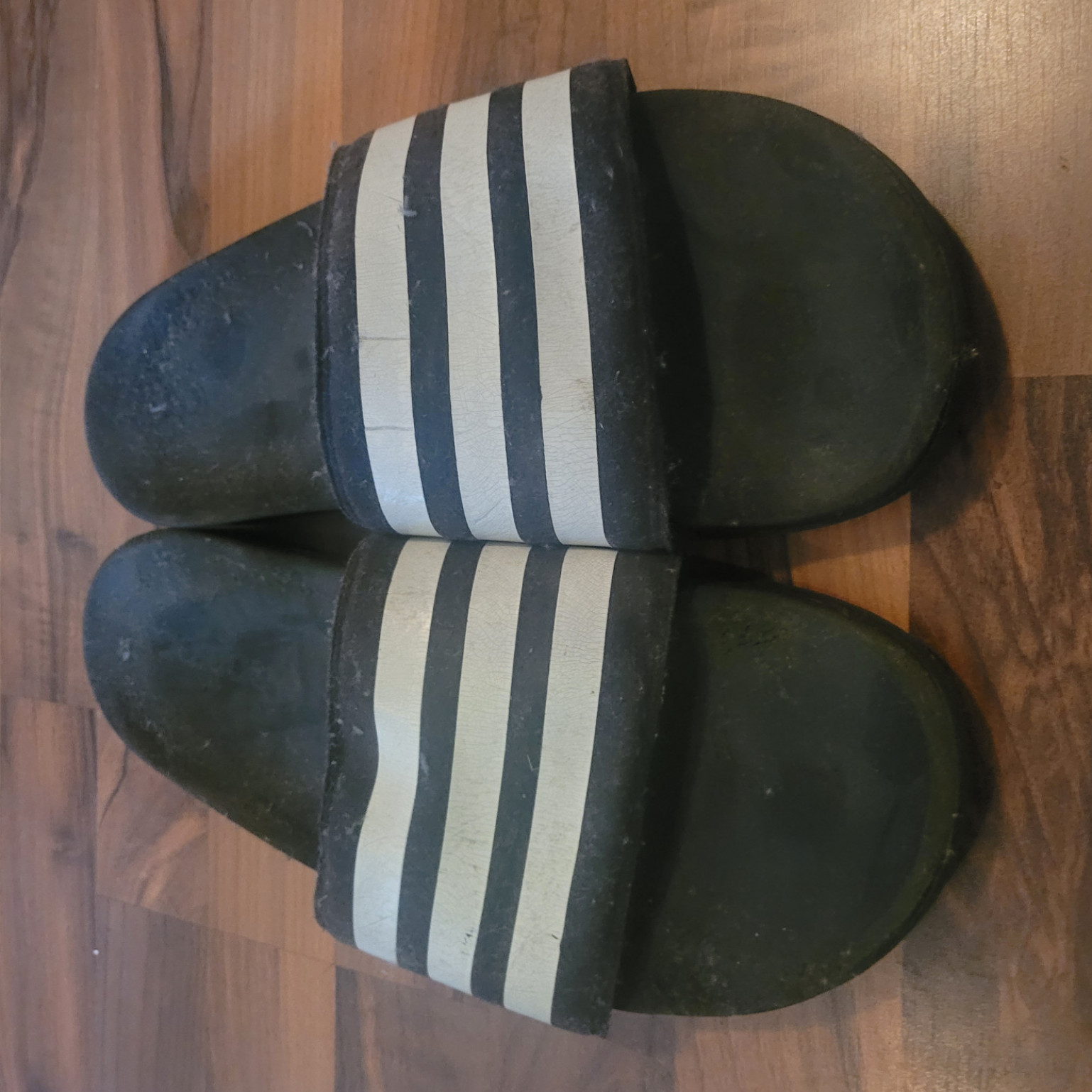 Adidas Slides Black and White stripes