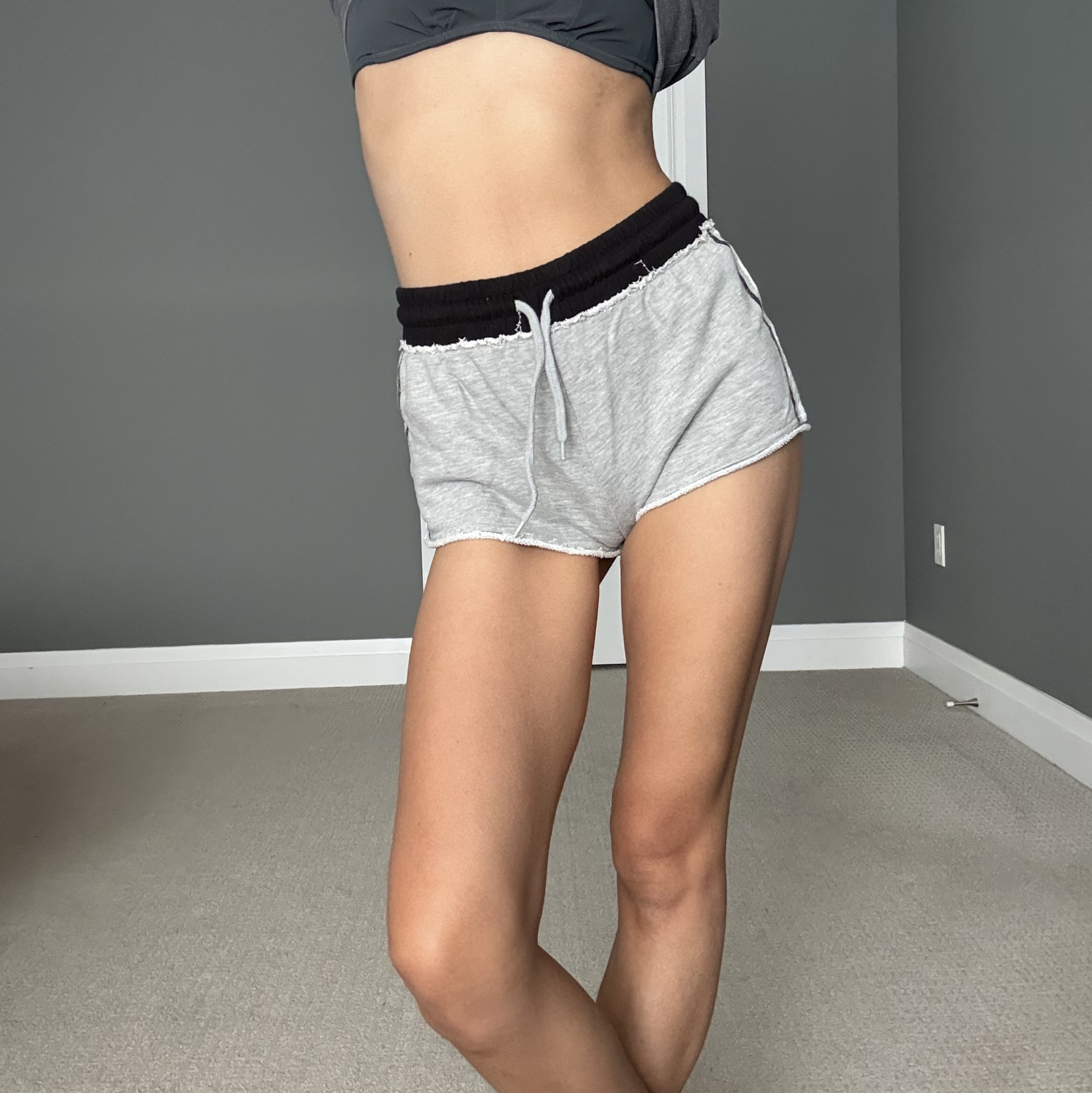 Grey and black short shorts