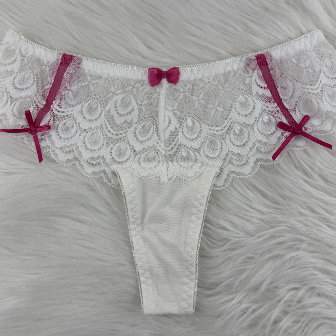 Peacock White Thongs