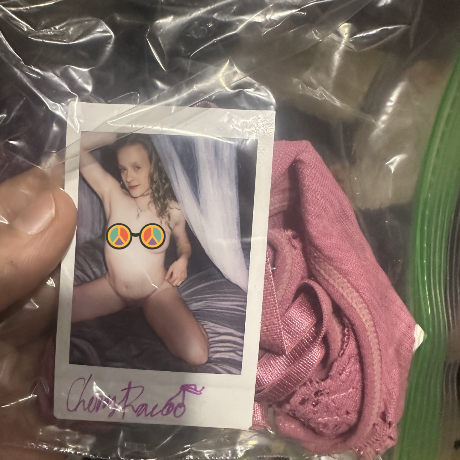 Signed Sunrae_Fae Fuchsia Pink Lace Panty Polaroid Bundle